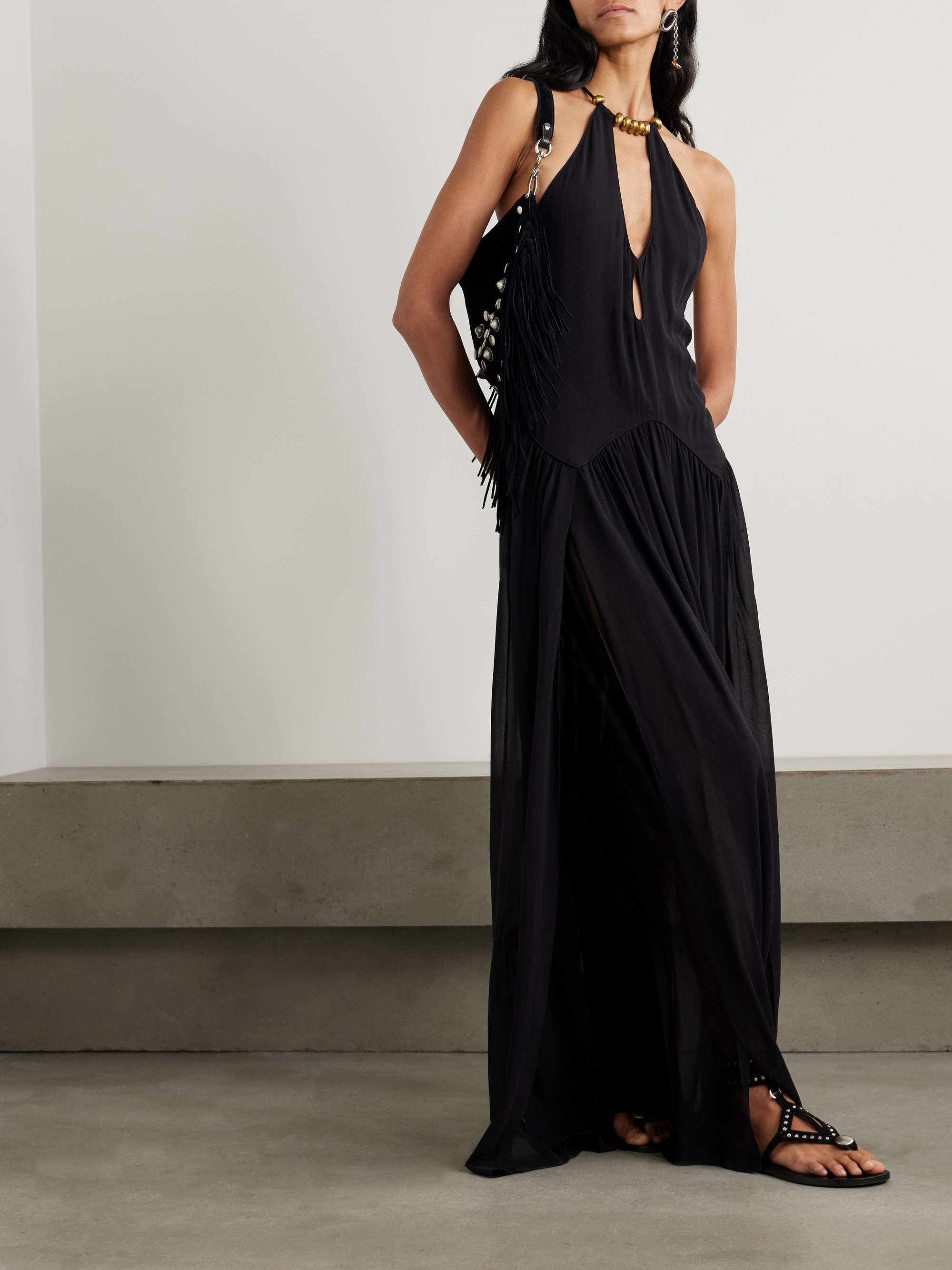 Alviali embellished cutout silk-georgette maxi dress view