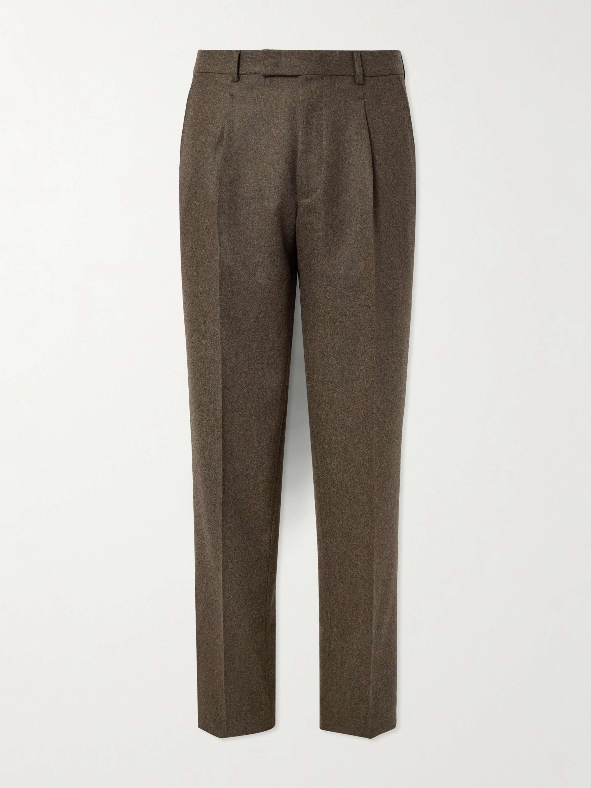Straight-Leg Pleated Wool-Flannel Trousers hero visual