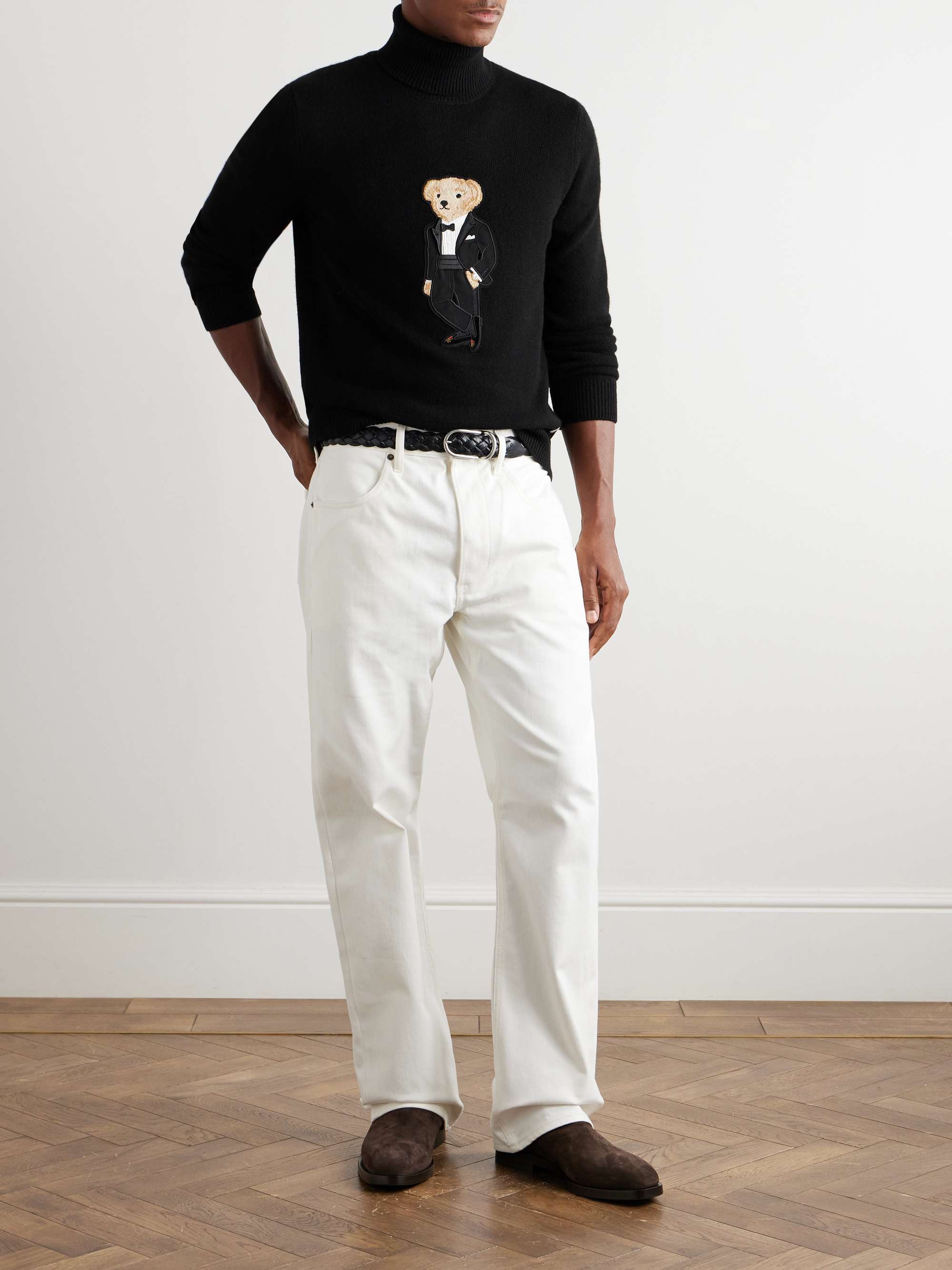 Slim-Fit Appliquéd Cashmere Rollneck Sweater view