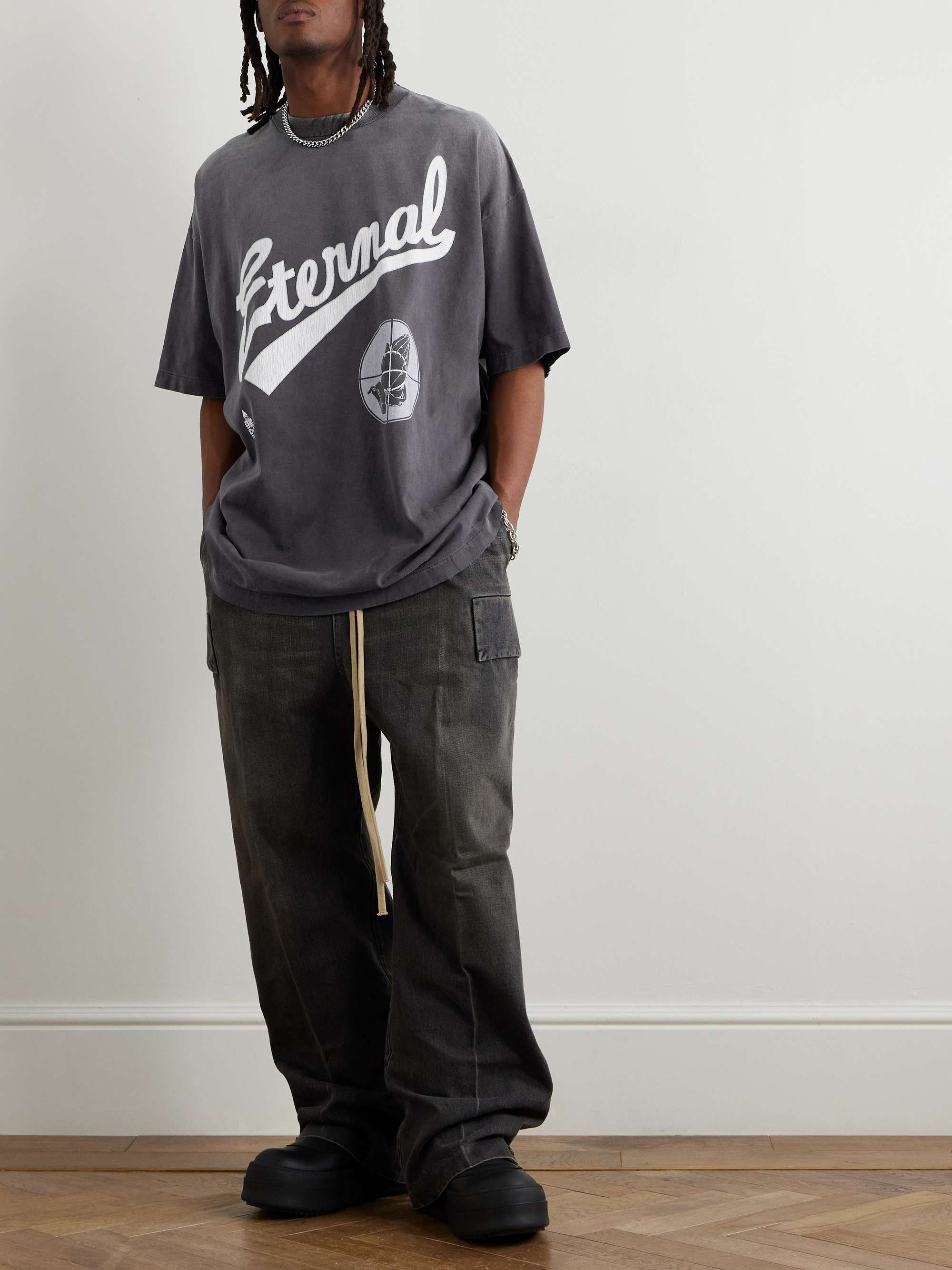 + Fear of God Distressed Printed Cotton-Jersey T-Shirt view