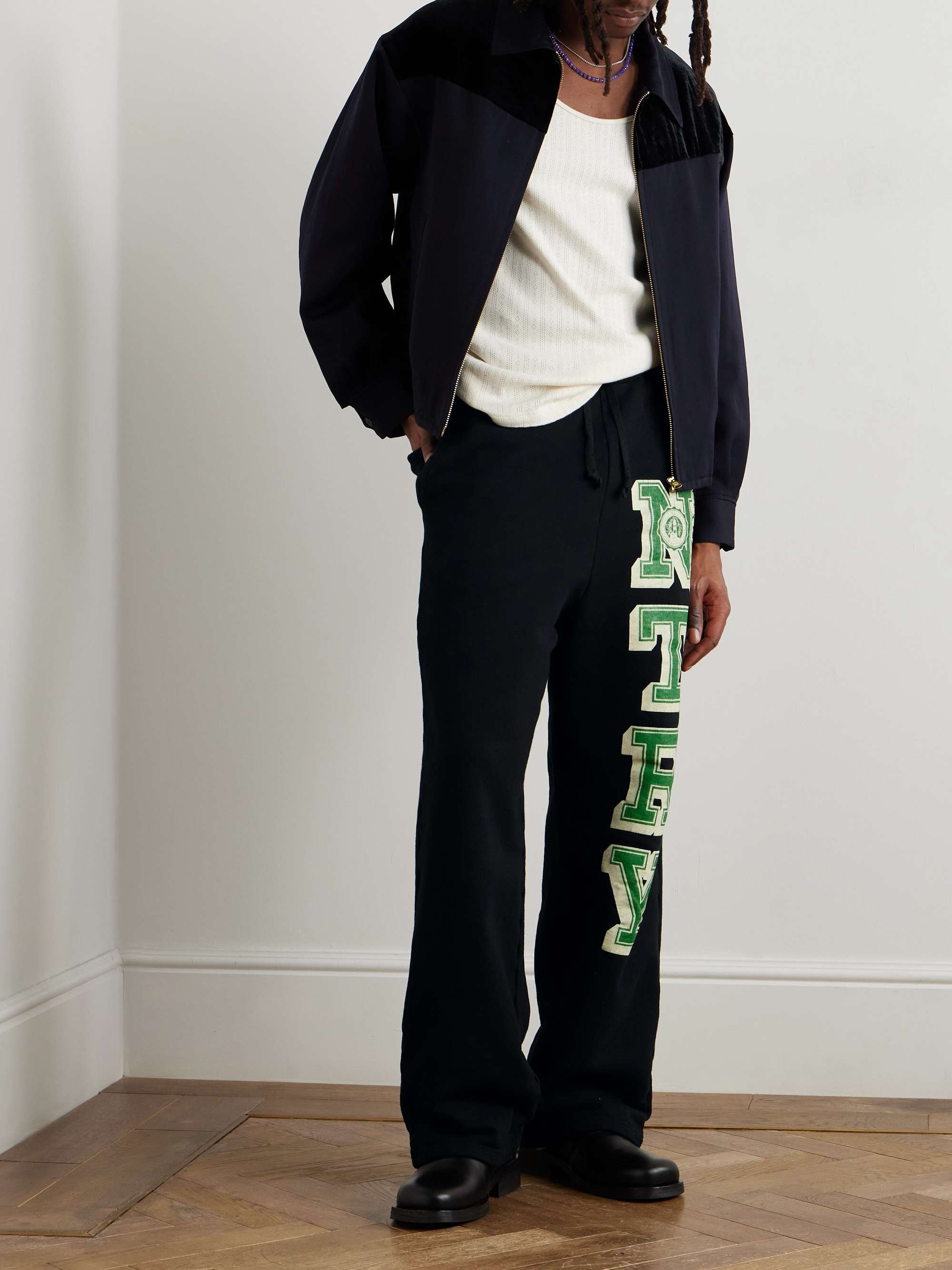 N.TRY Straight-Leg Printed Cotton-Jersey Sweatpants view