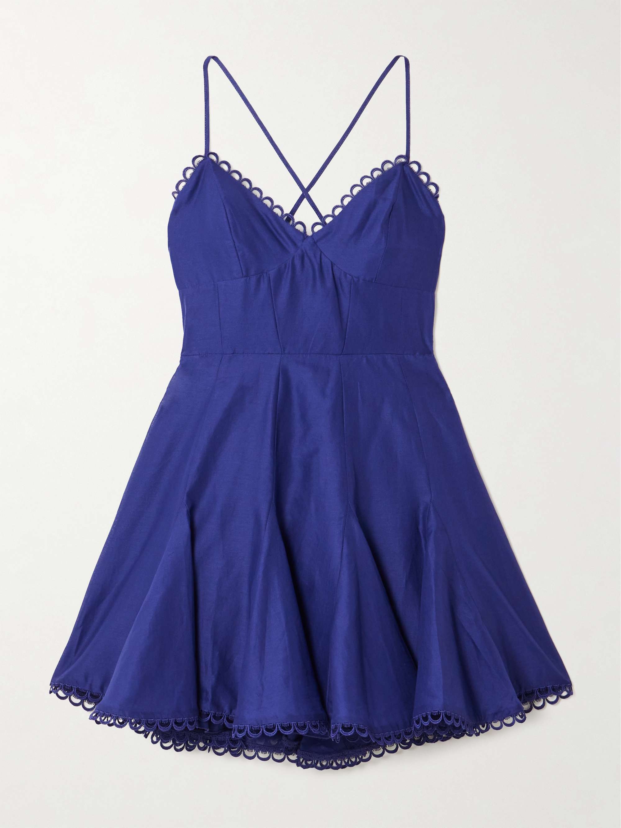 Marlene pleated guipure lace-trimmed cotton-blend voile mini dress hero visual