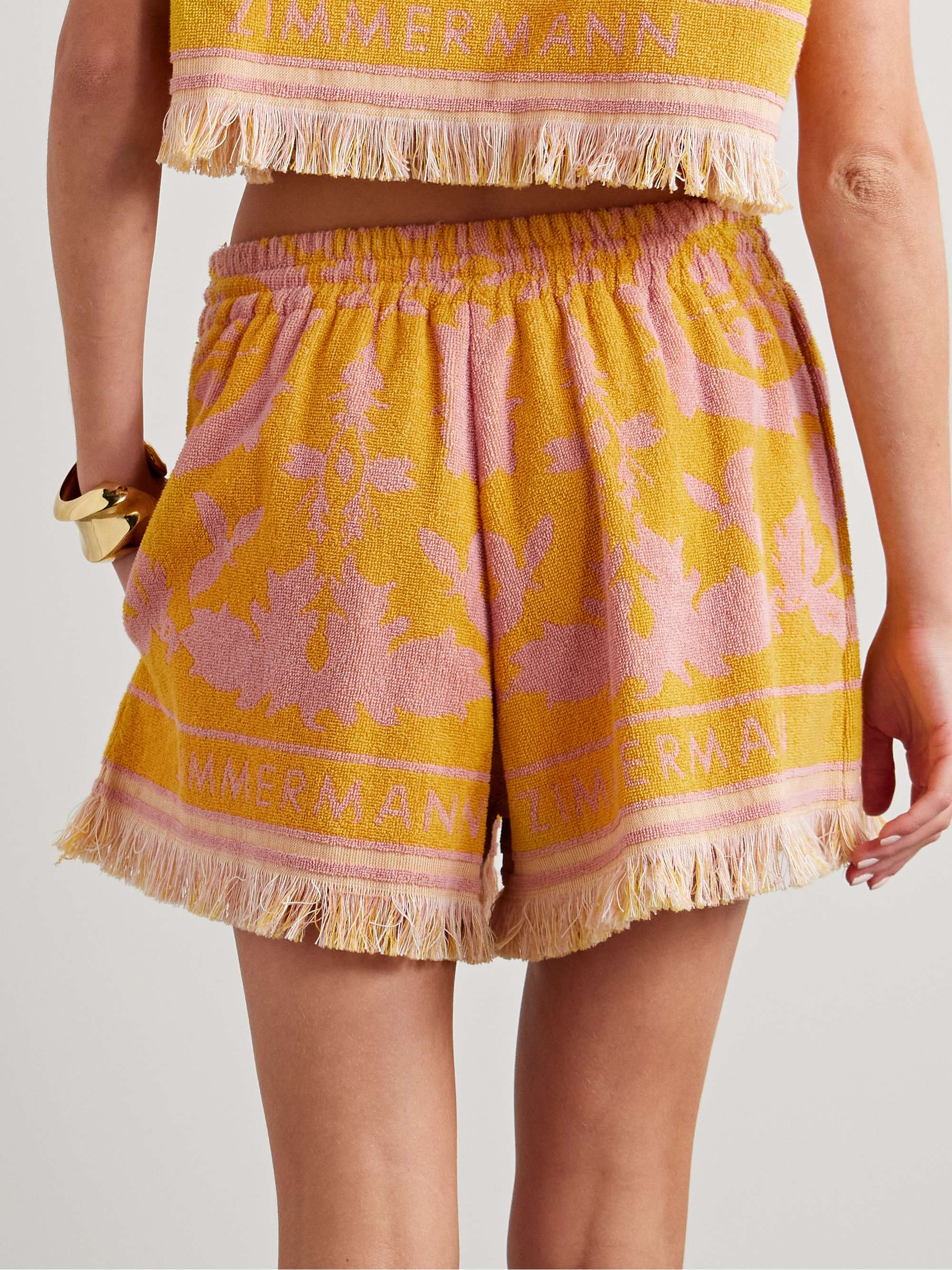 Wylie frayed cotton-terry jacquard shorts view