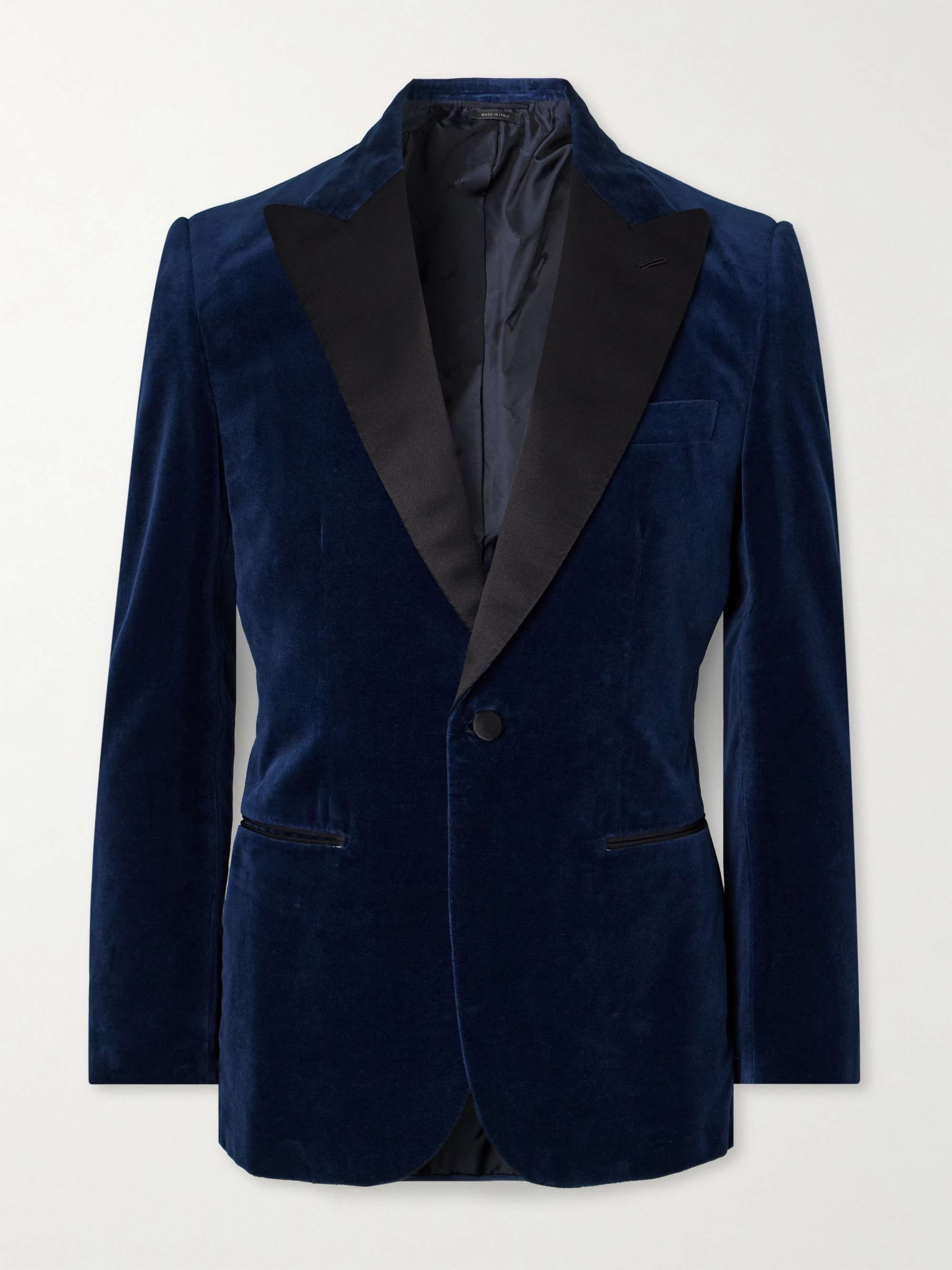 Satin-Trimmed Cotton-Velvet Tuxedo Jacket hero visual