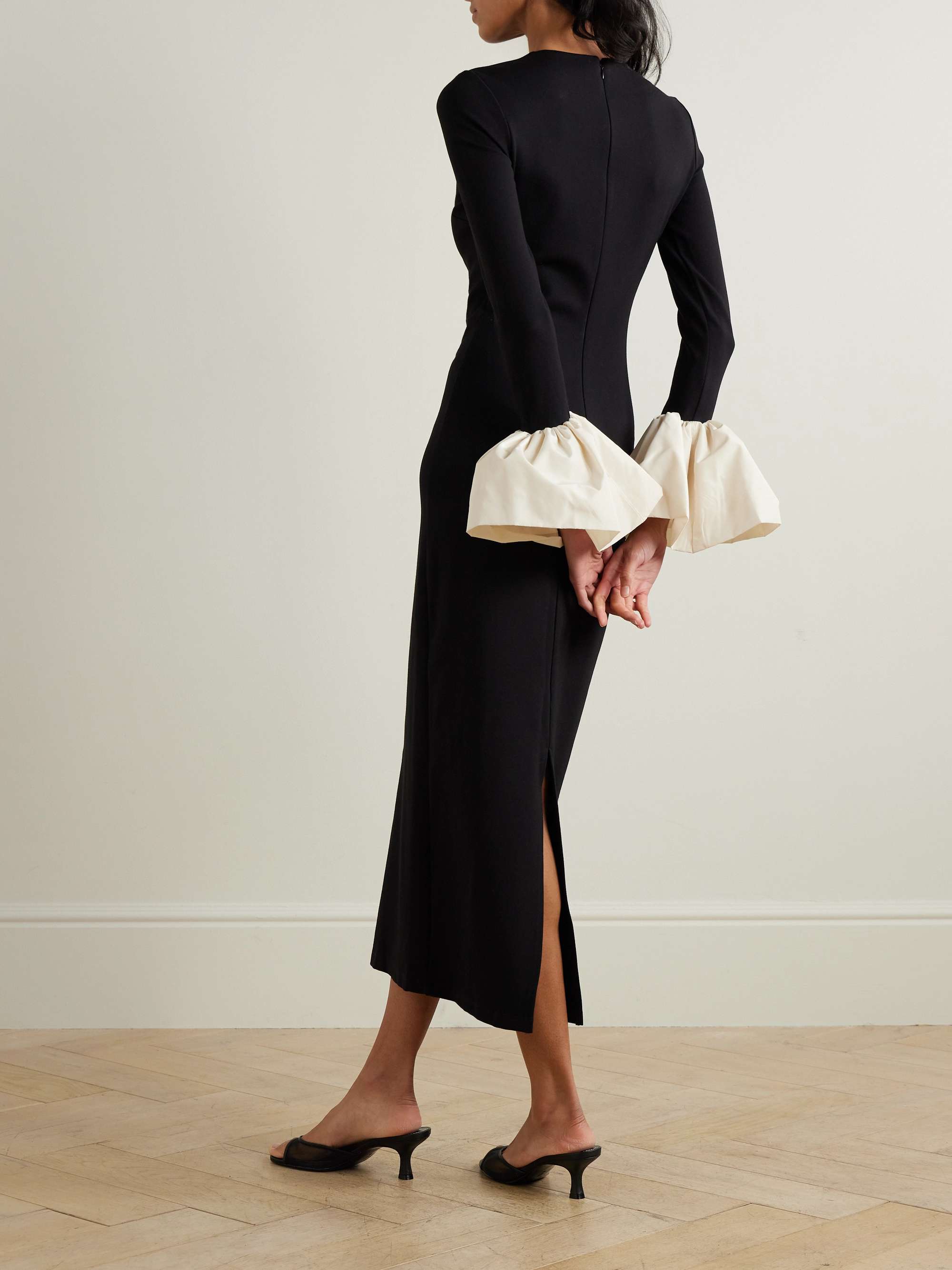 Hawthorne taffeta-trimmed stretch-ponte midi dress view