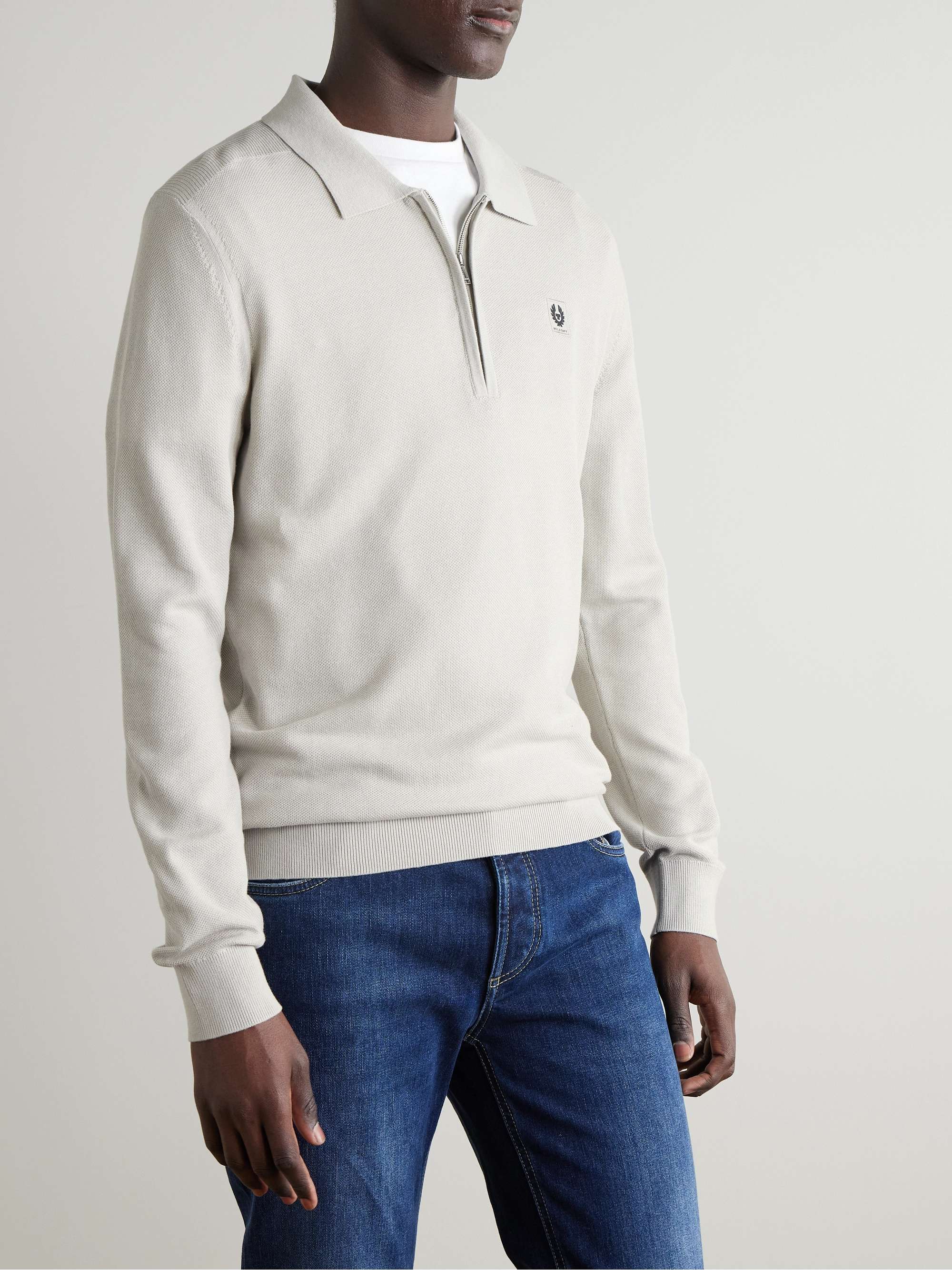 Drift Cotton and Silk-Blend Piqué Half-Zip Polo Shirt view