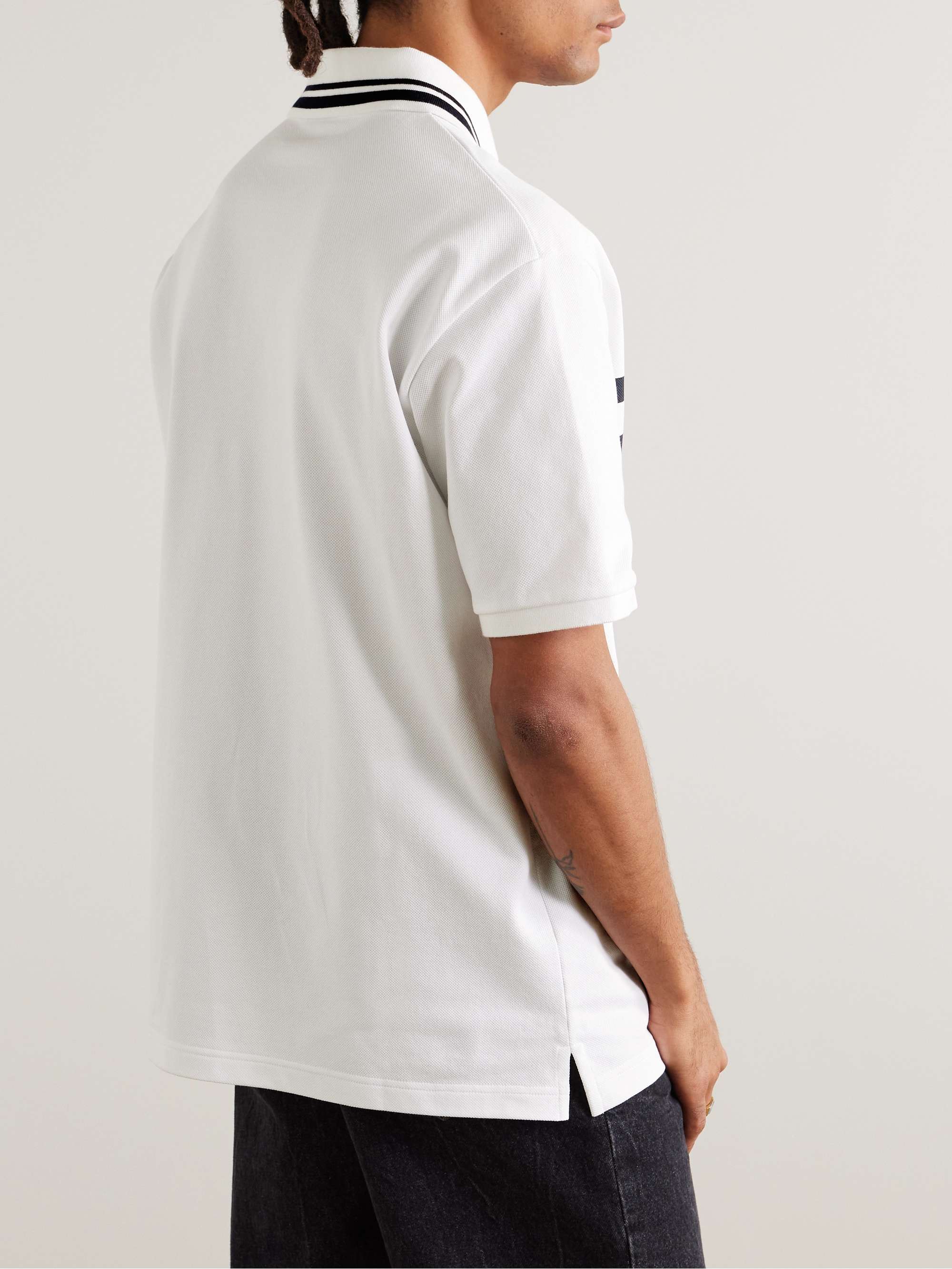 Logo-Print Striped Stretch-Cotton Piqué Polo Shirt view