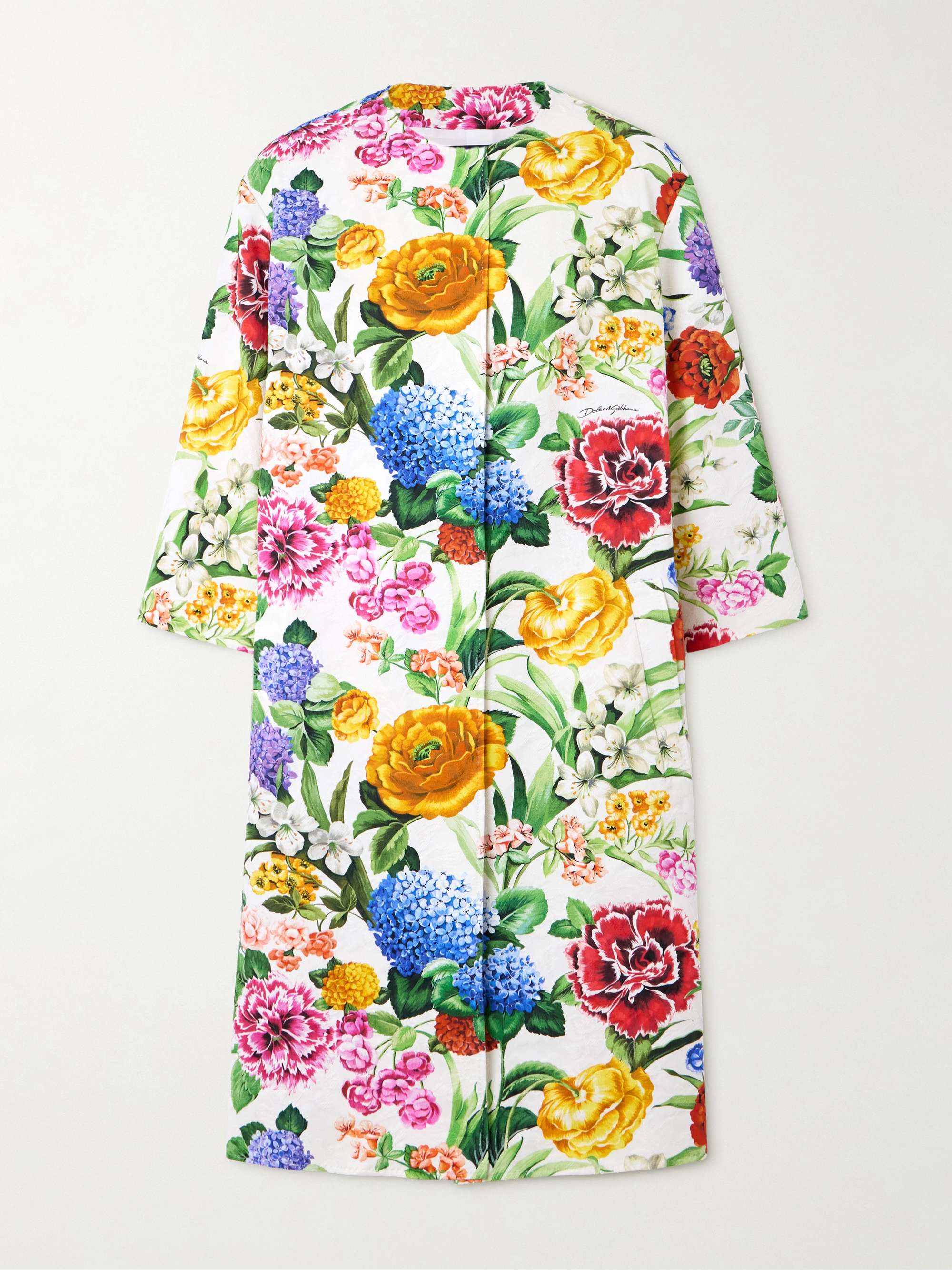 Floral-print cotton-blend jacquard coat hero visual