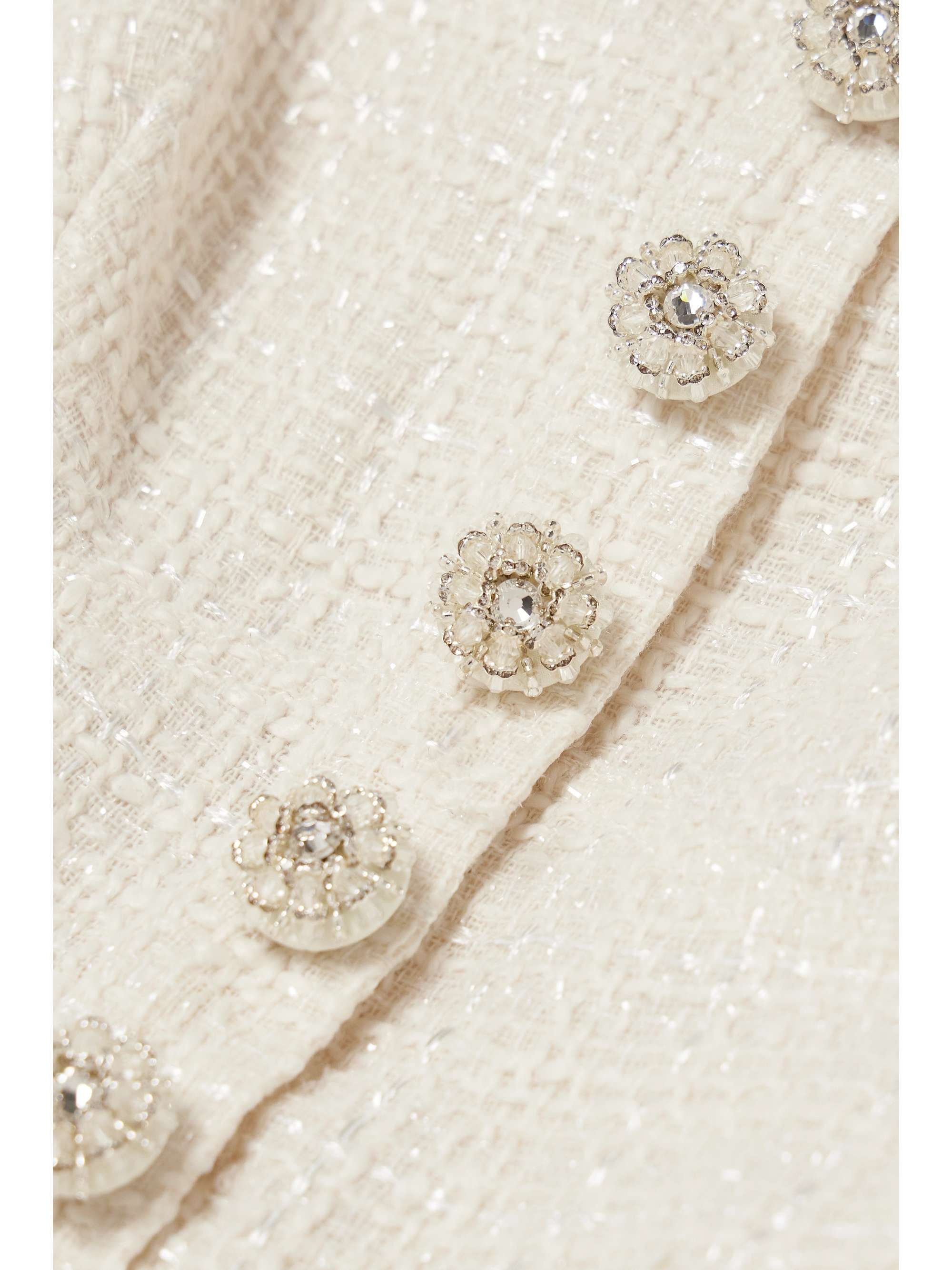 Embellished bouclé-tweed peplum midi dress view