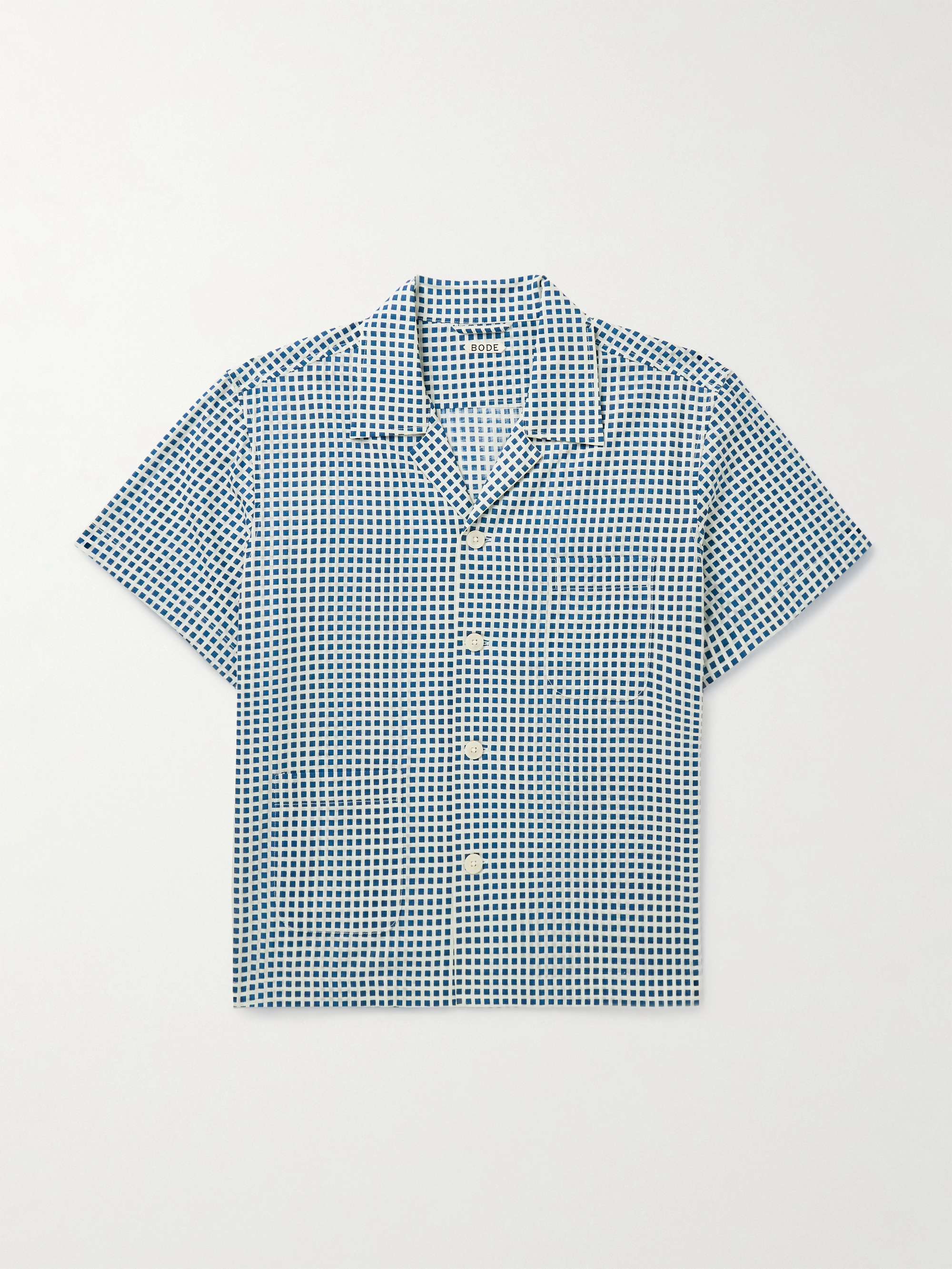 Hyannis Camp-Collar Checked Cotton-Voile Shirt hero visual