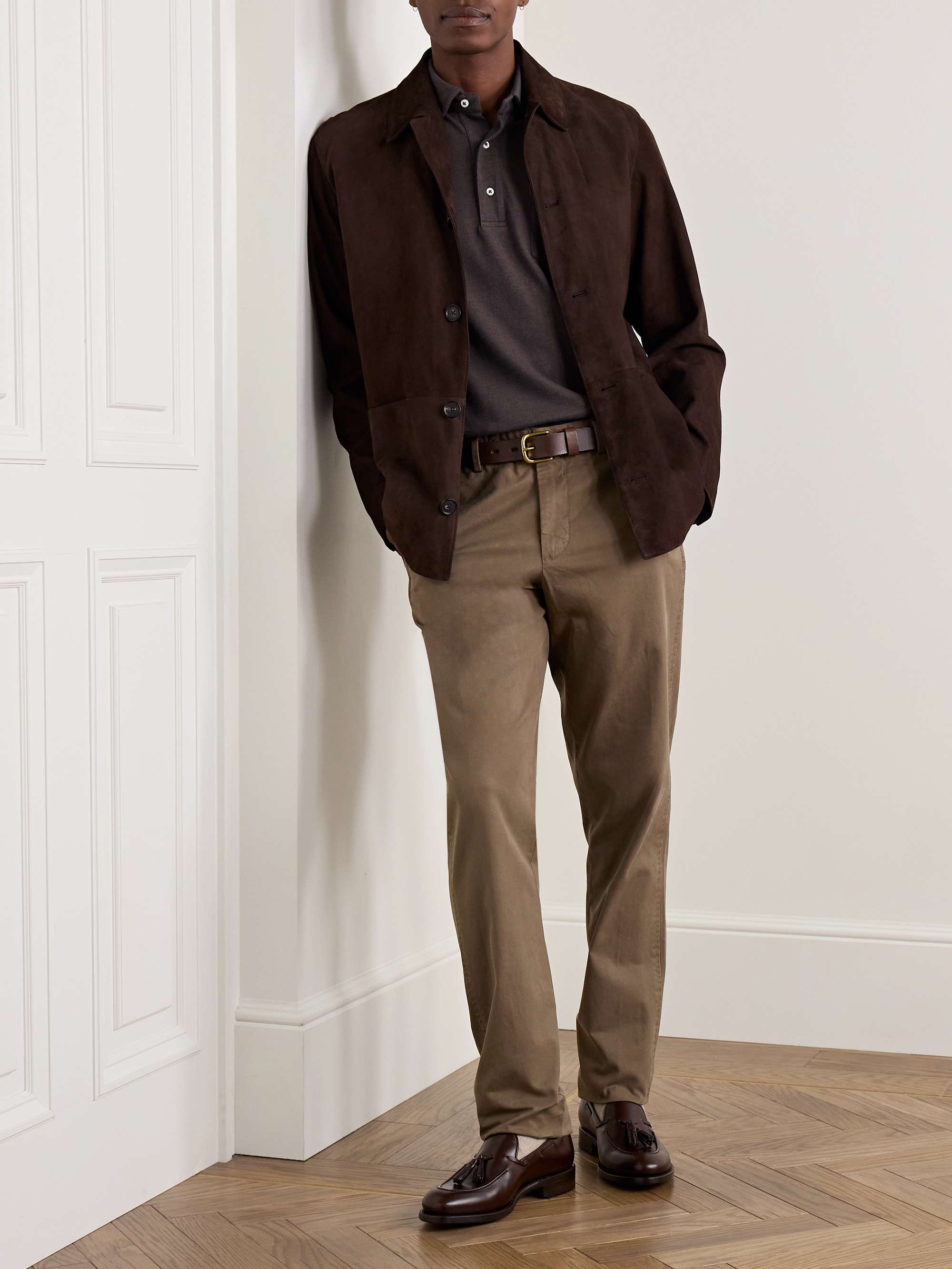 Slim-Fit Straight-Leg Garment-Dyed Cotton-Twill Trousers view