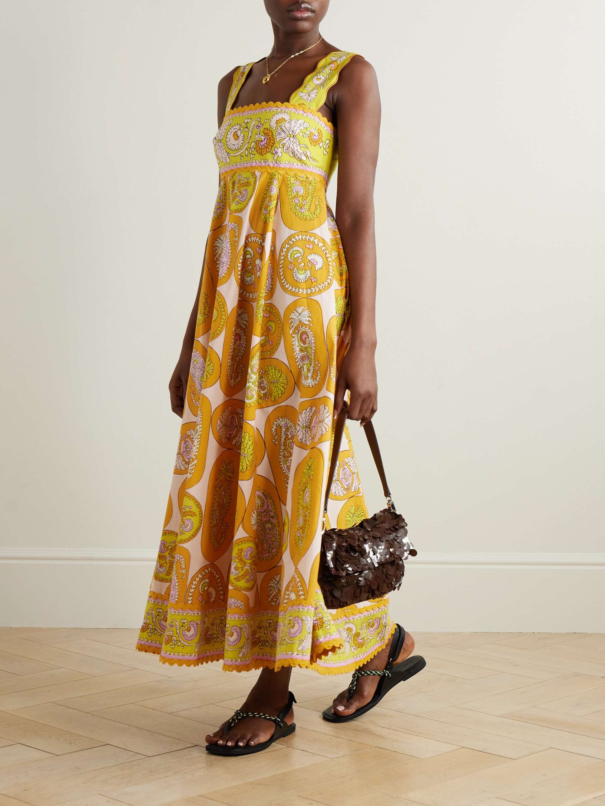 Diana pleated printed organic cotton midi dress view