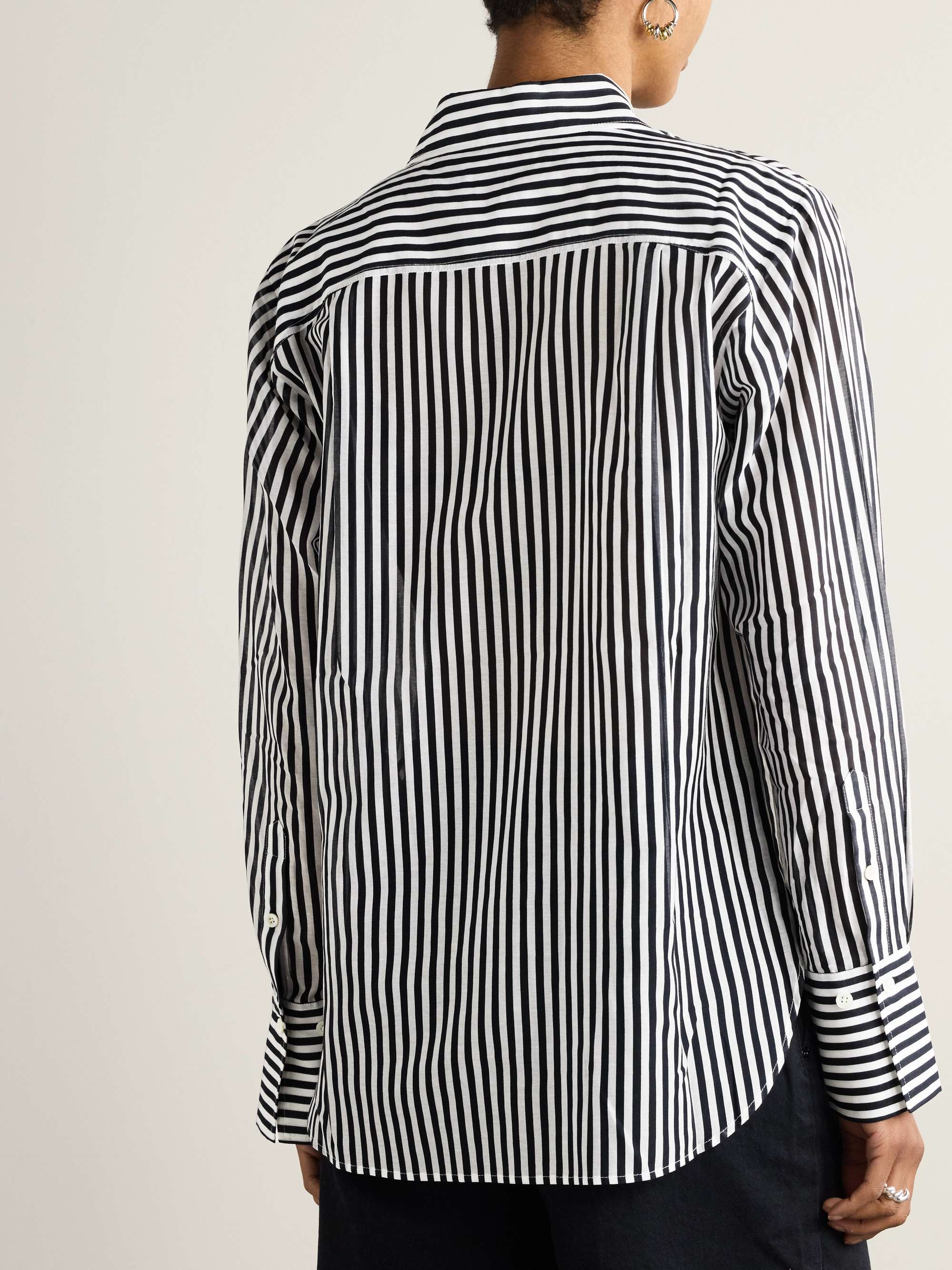 Striped cotton and silk-blend voile shirt view