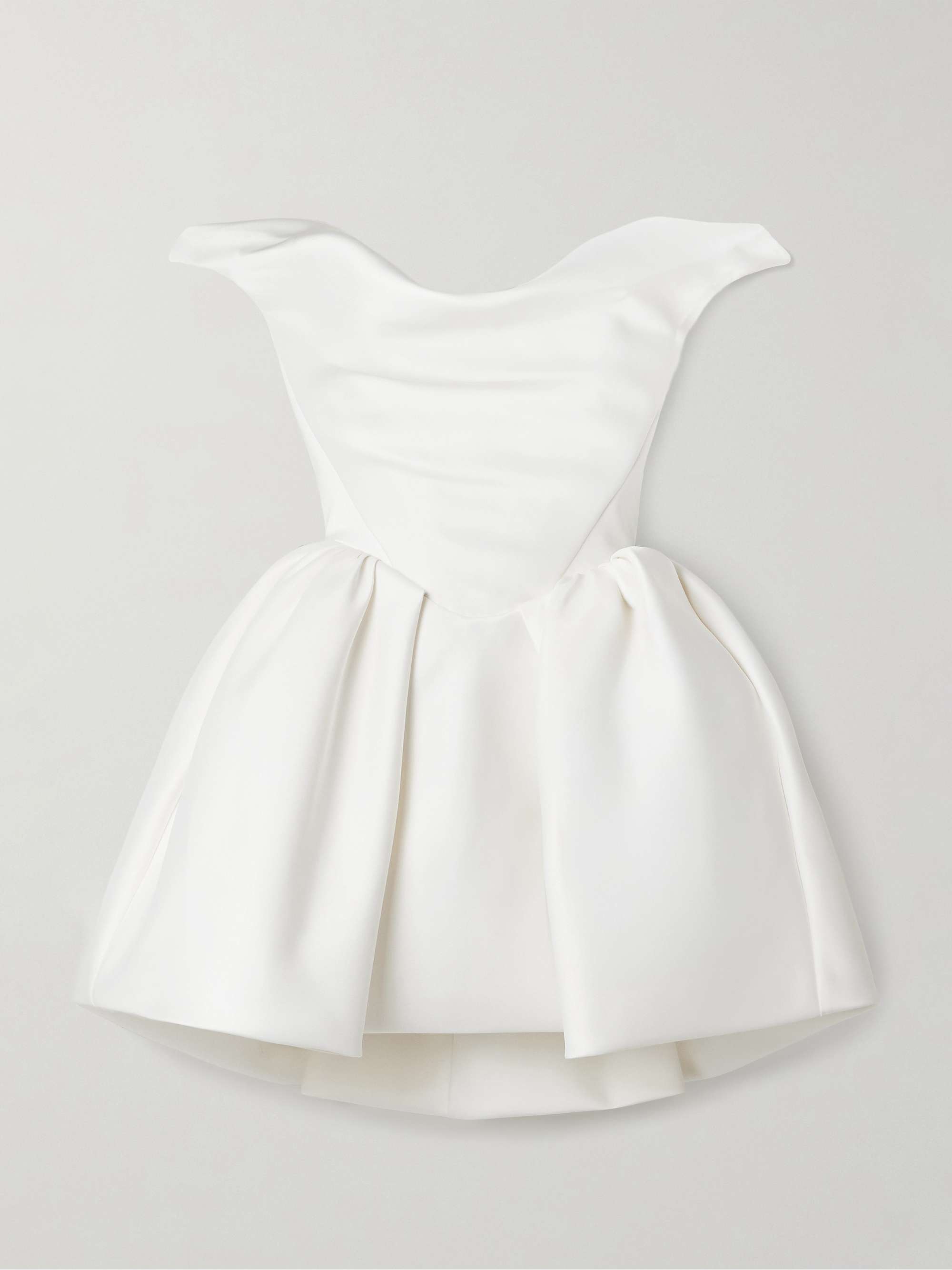 Bagatelle off-the-shoulder gathered duchesse silk-satin mini dress hero visual