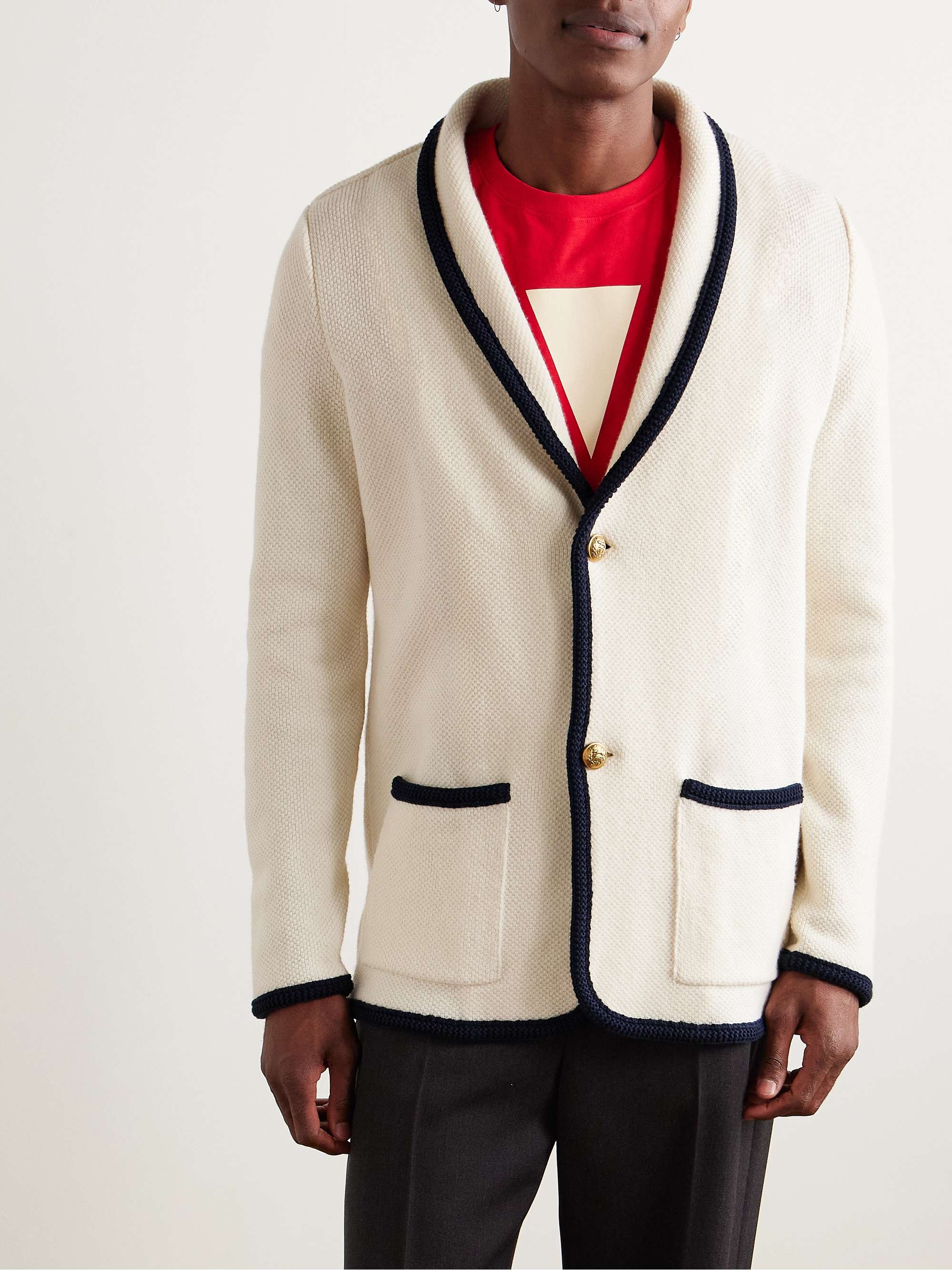 Textured Virgin Wool and Cotton-Blend Cardigan view
