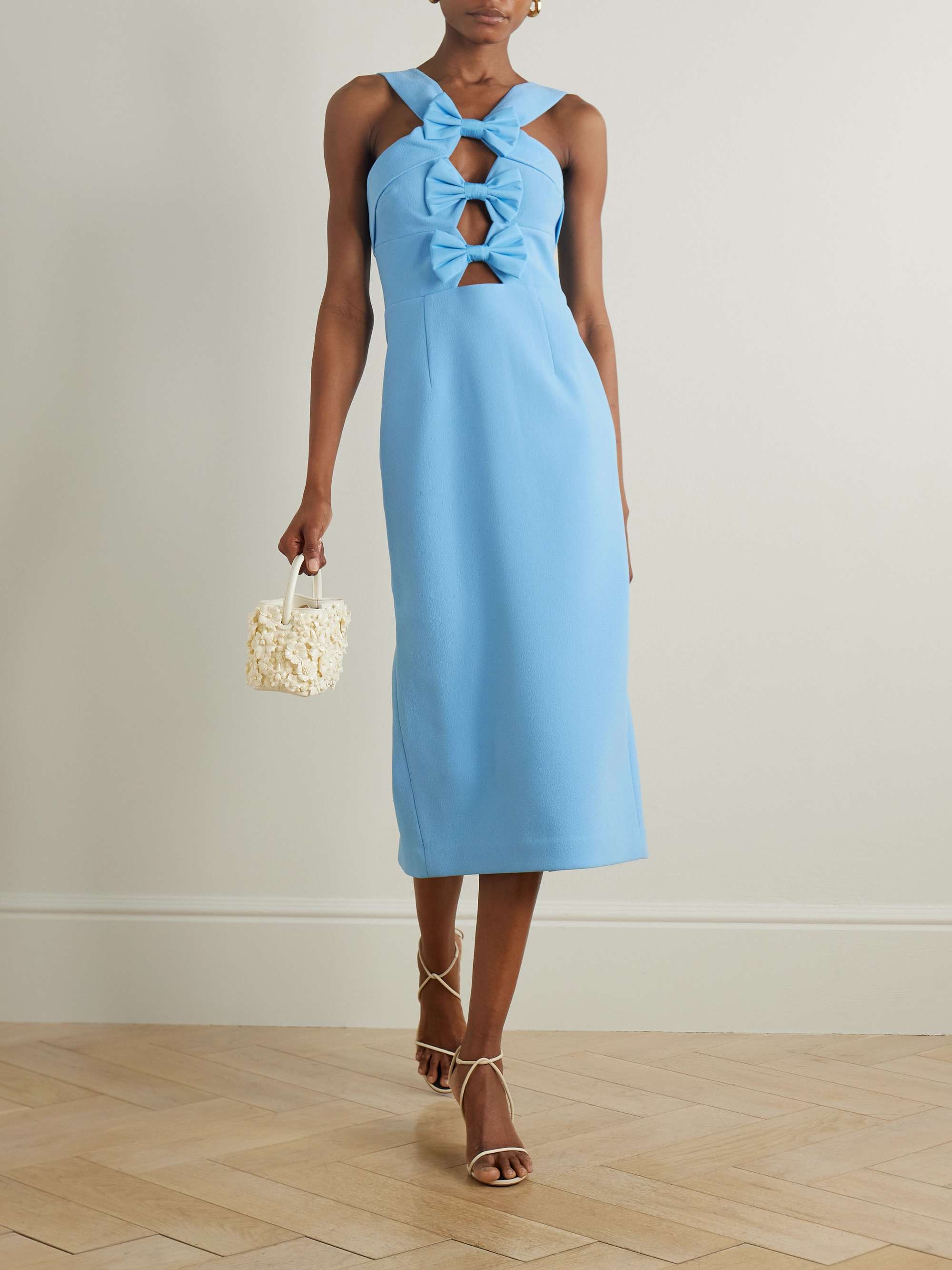 Skye taffeta-trimmed cutout cloqué midi dress view