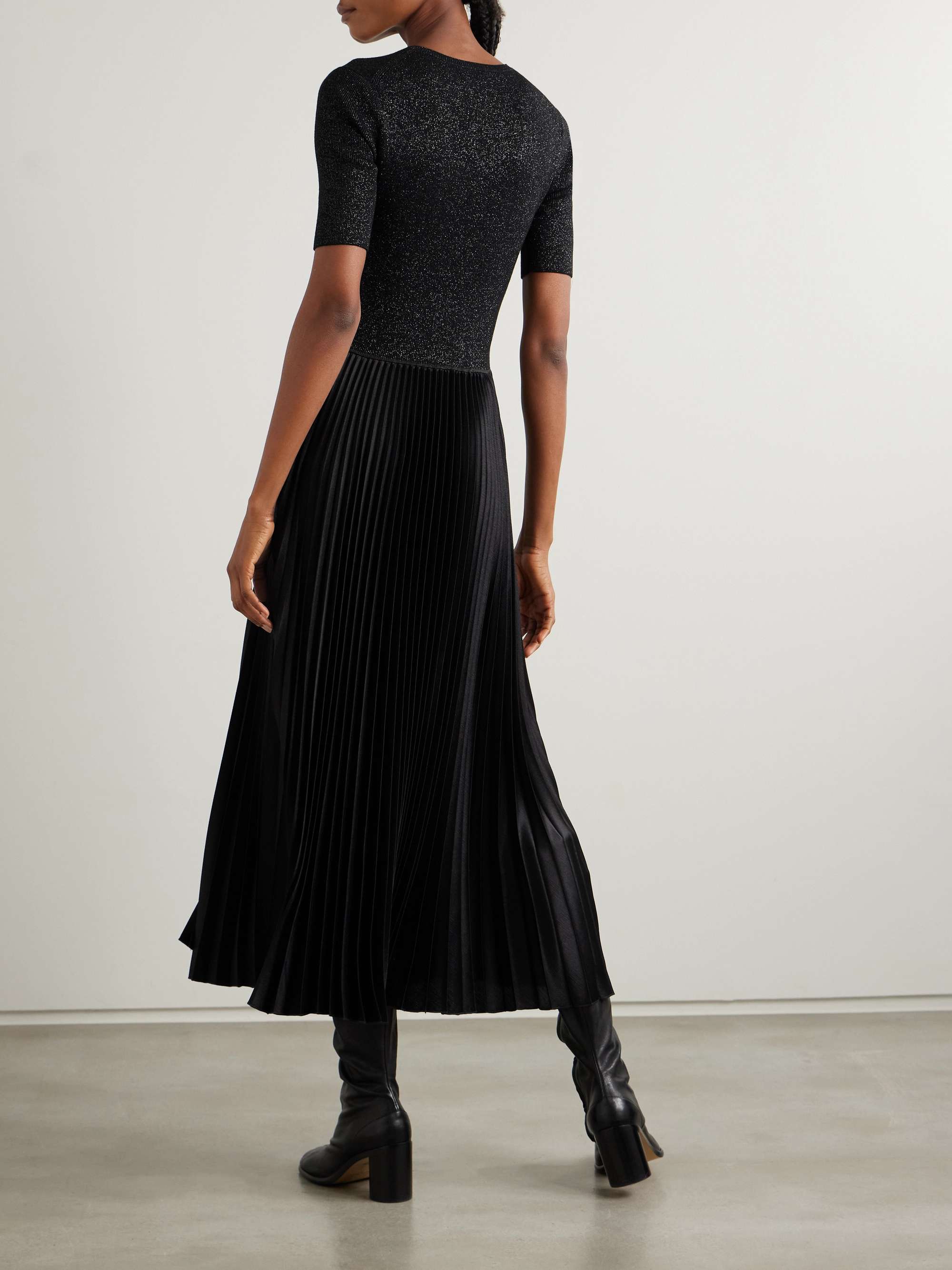 Domat metallic merino wool-blend and pleated satin dress view