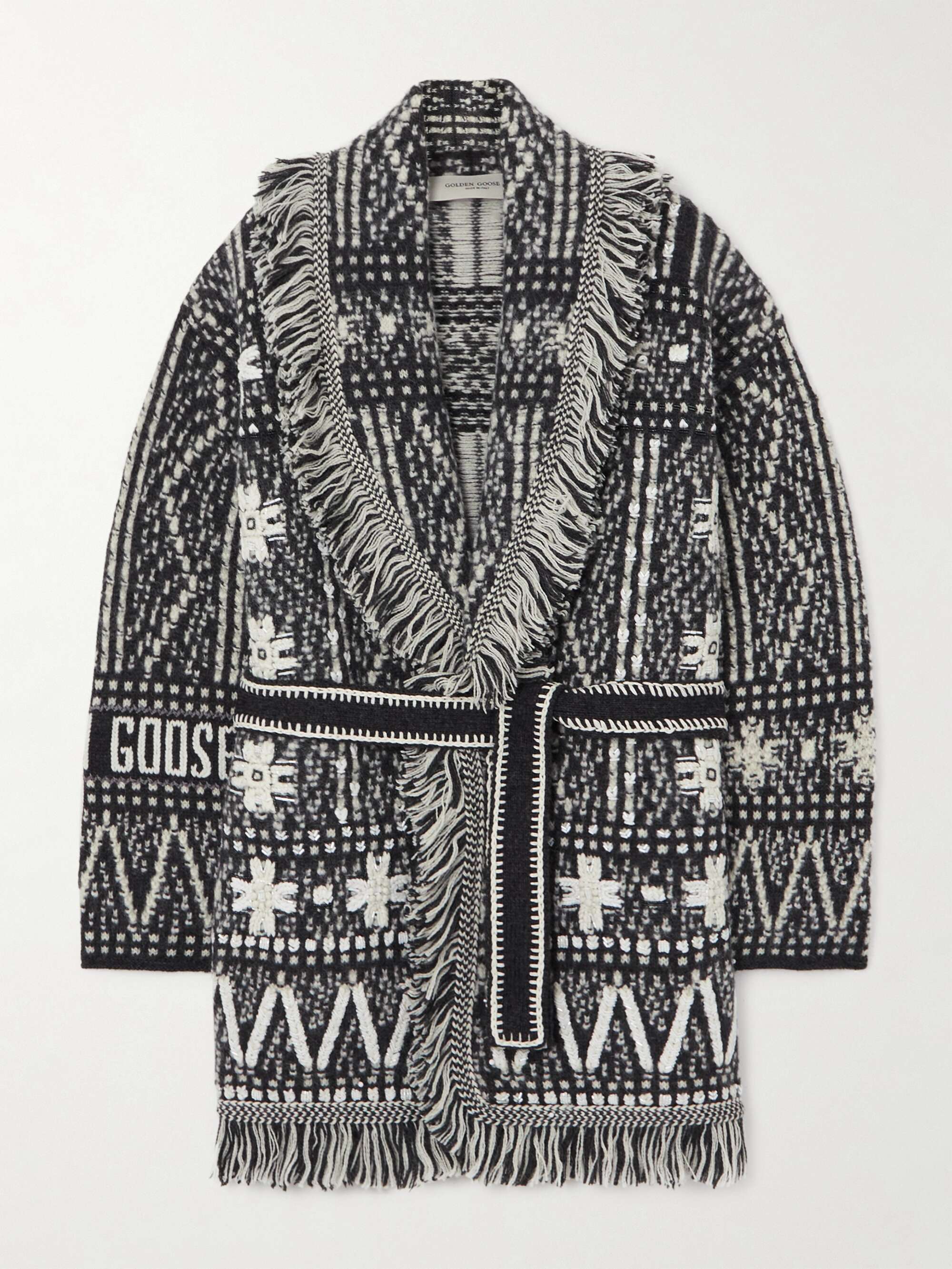 Journey belted fringed Fair Isle alpaca and wool-blend cardigan hero visual