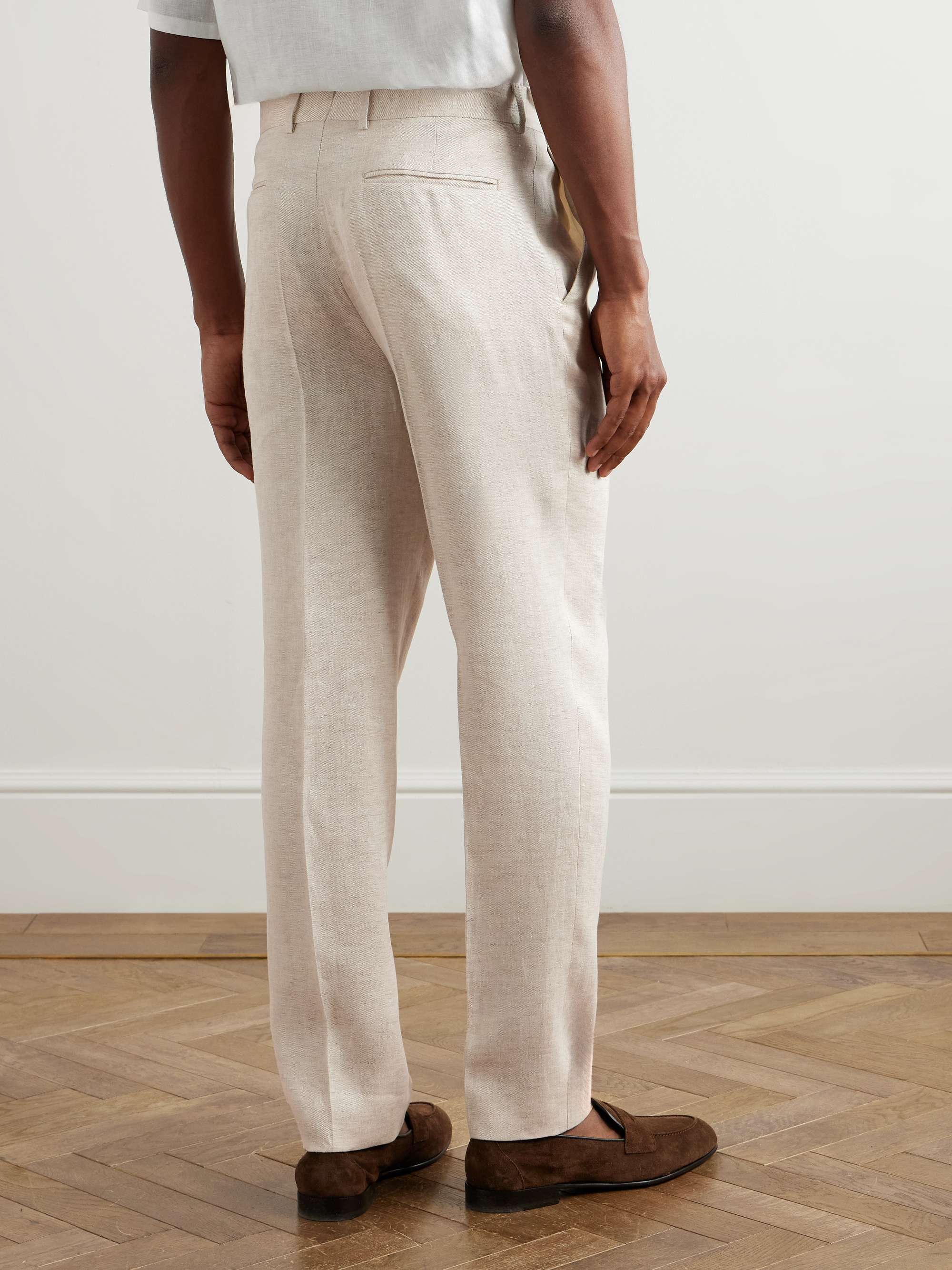 Slim-Fit Straight-Leg Oasi Linen-Twill Suit Trousers view