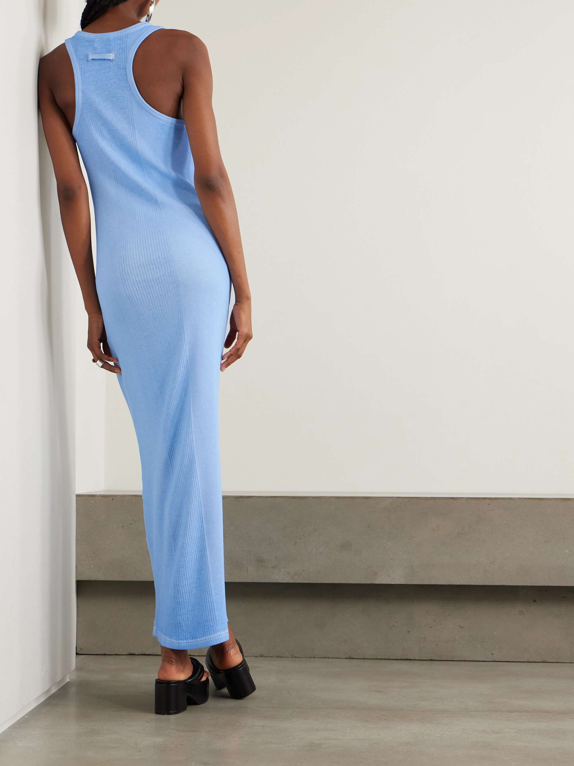 Paneled buckled ribbed cotton-jersey maxi dress view