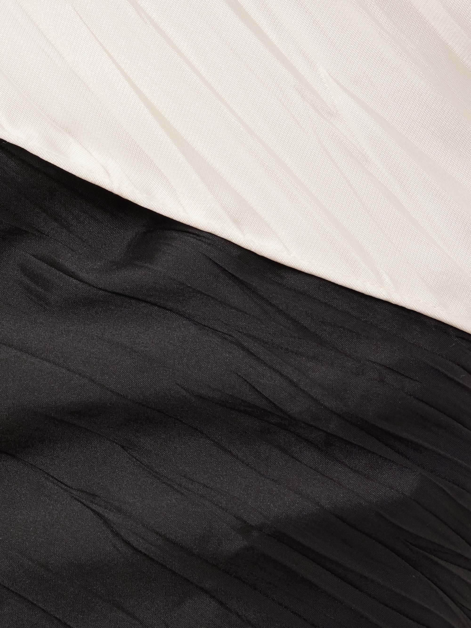 Off-the-shoulder pleated two-tone mikado and taffeta gown view