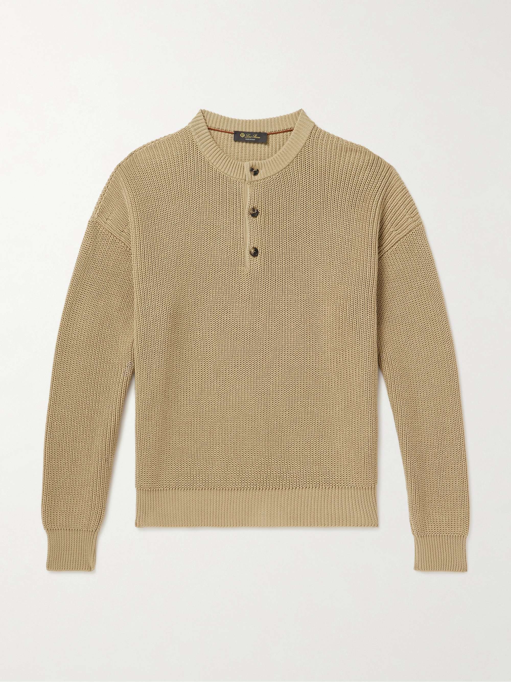 Ribbed Cotton Henley Sweater hero visual