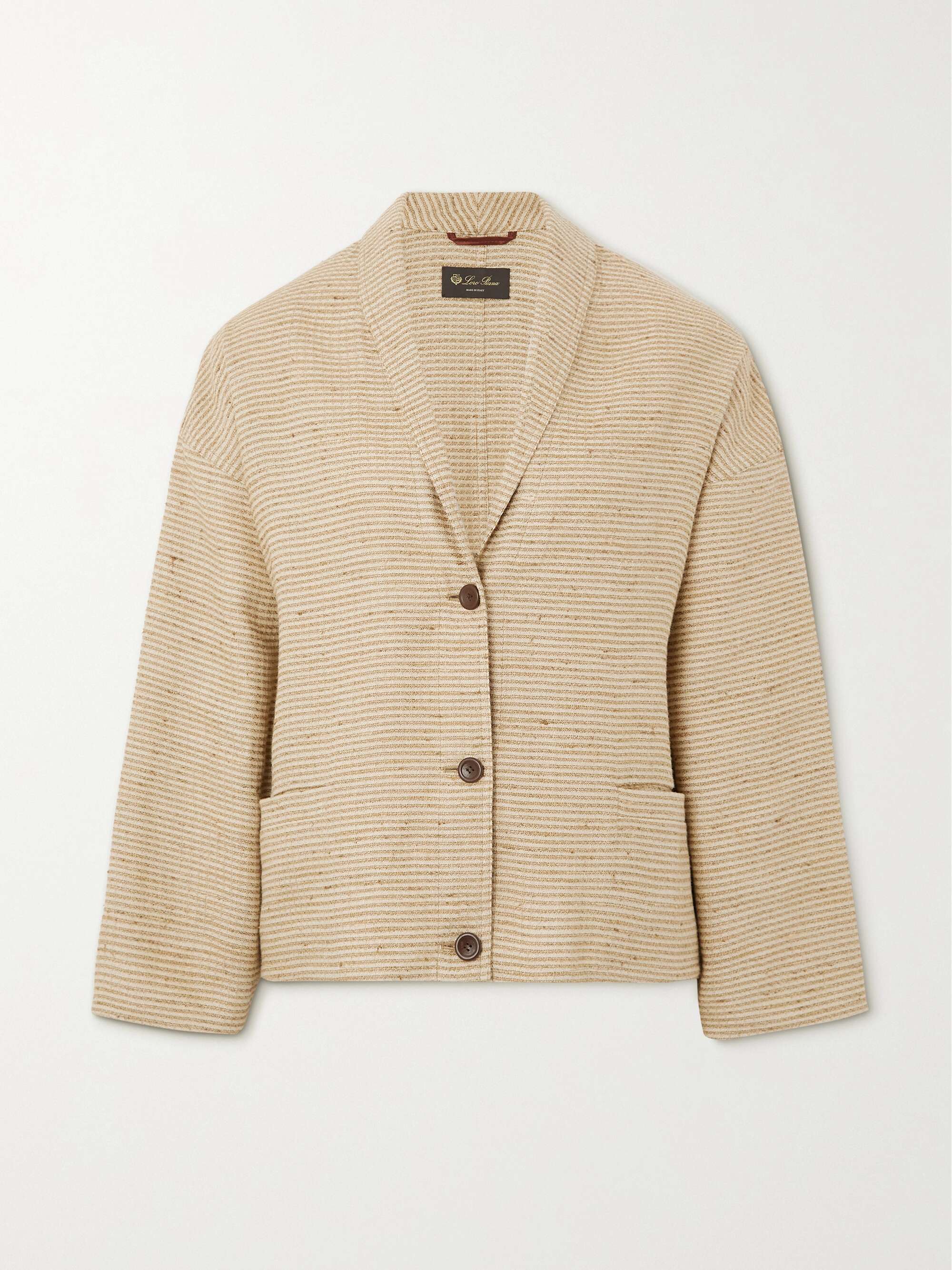 Shana striped linen and cotton-blend canvas jacket hero visual