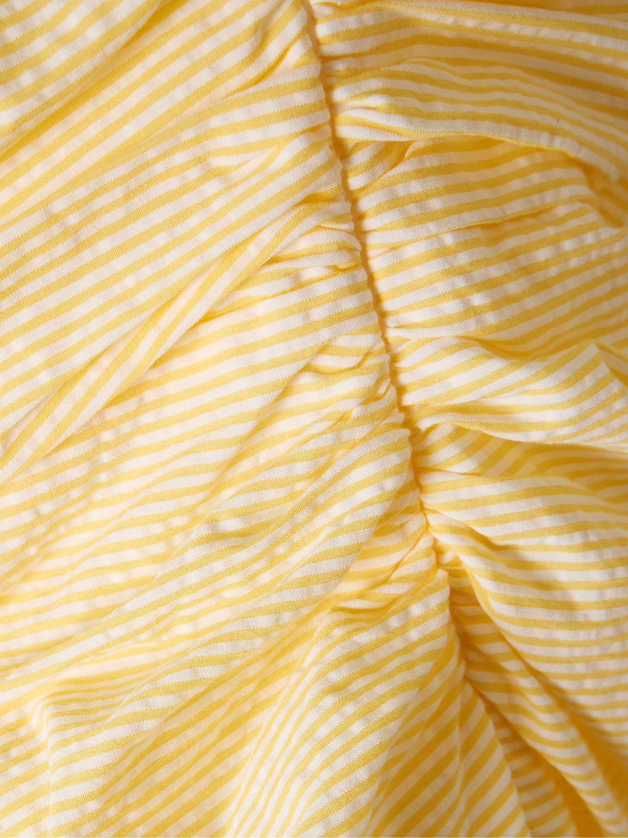 Vera strapless ruched striped cotton-seersucker maxi dress view