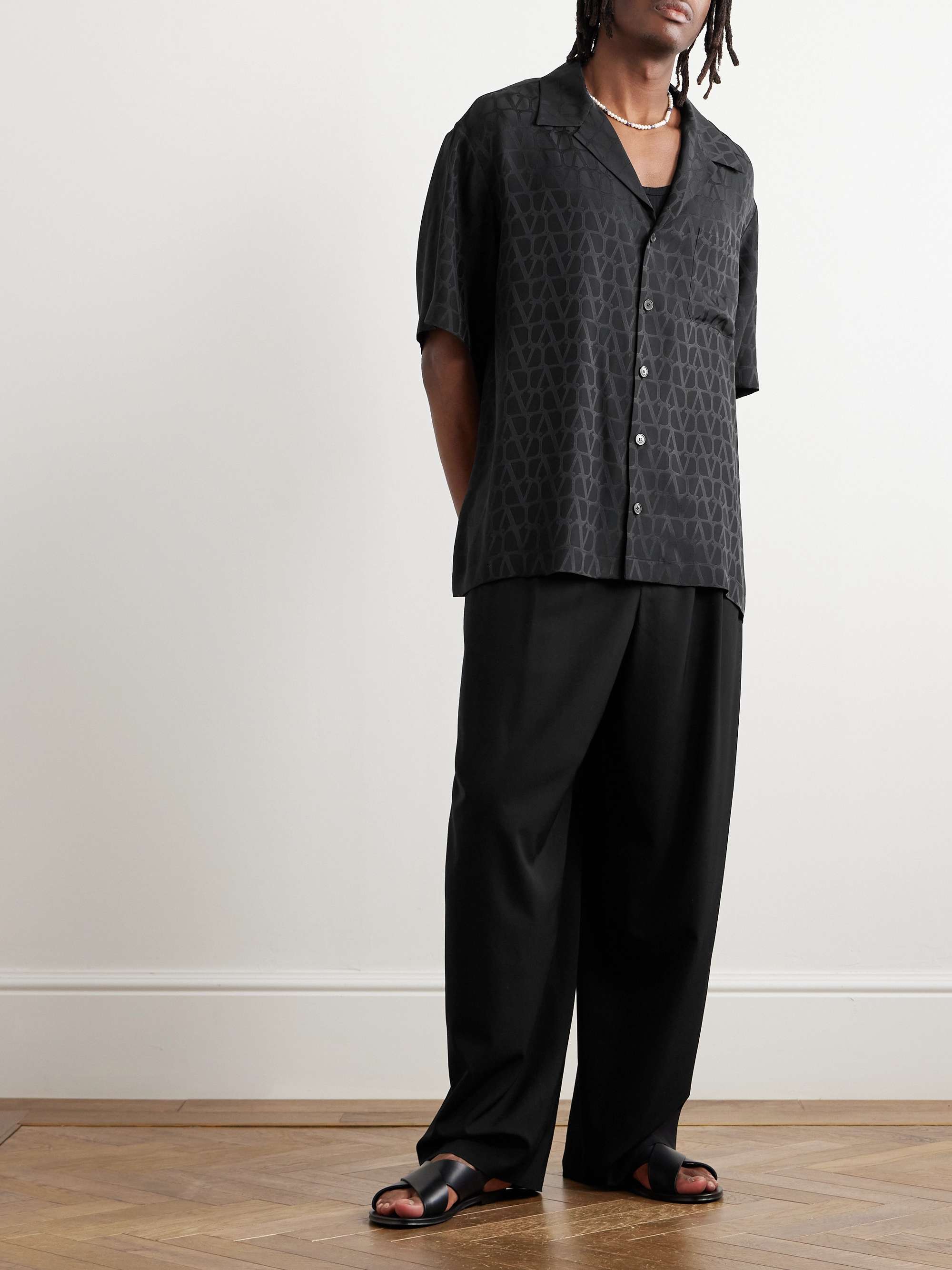 Toile Iconograph Camp-Collar Logo-Jacquard Silk-Satin Shirt view