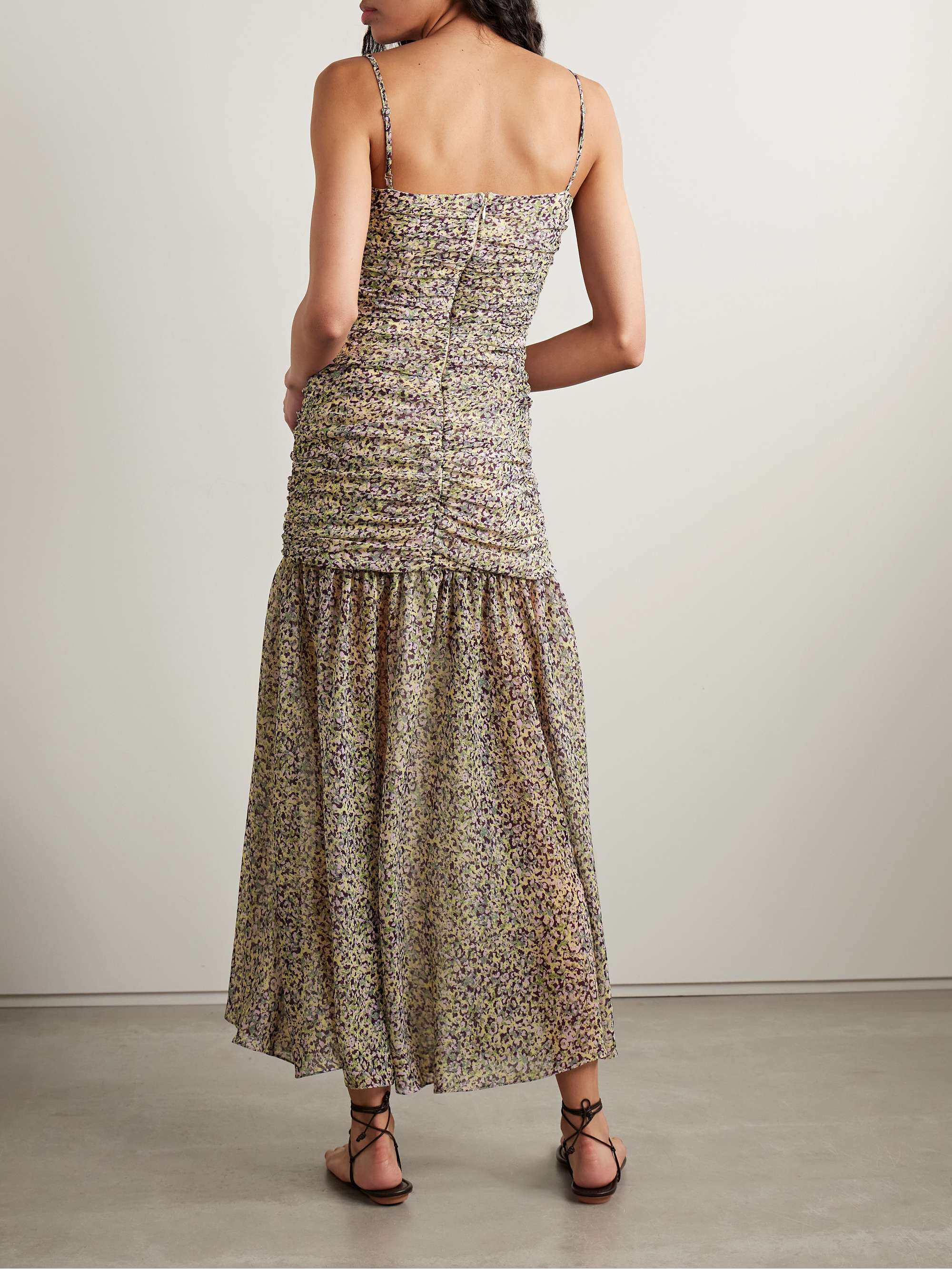 Pamela ruched floral-print chiffon maxi dress view