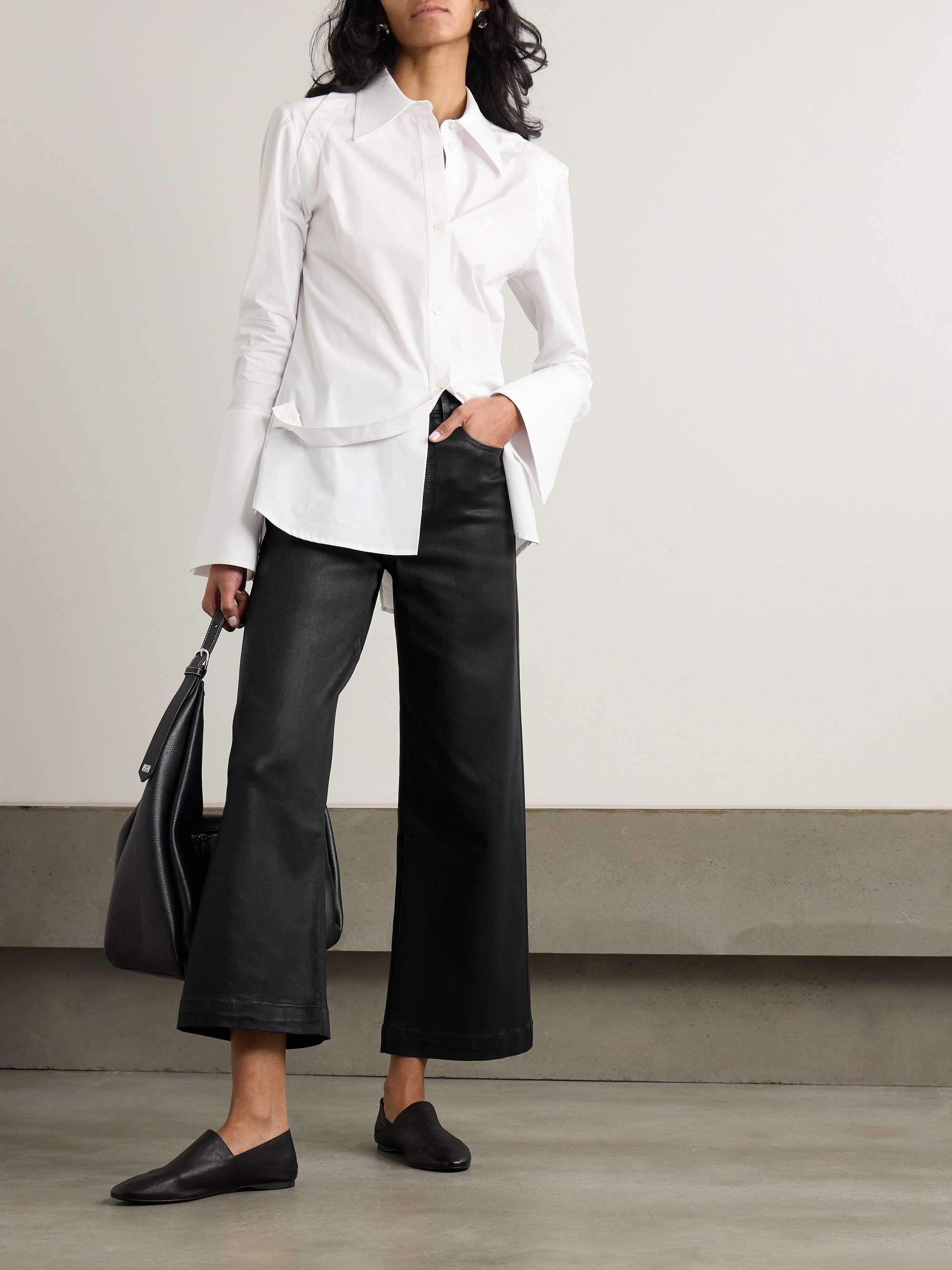 Anessa cropped coated-twill wide-leg pants view