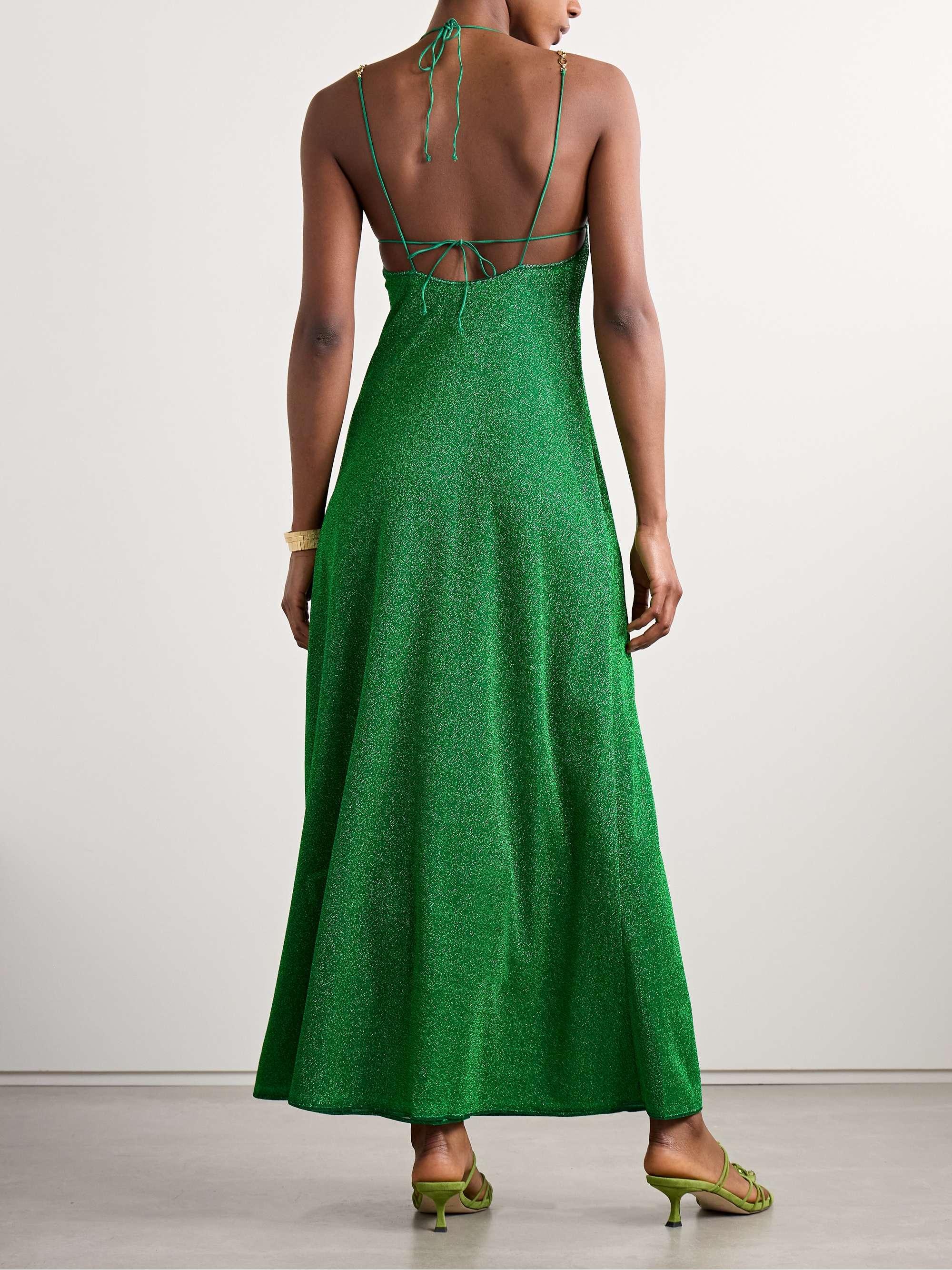 Lumière cutout chain-embellished metallic stretch-knit maxi dress view