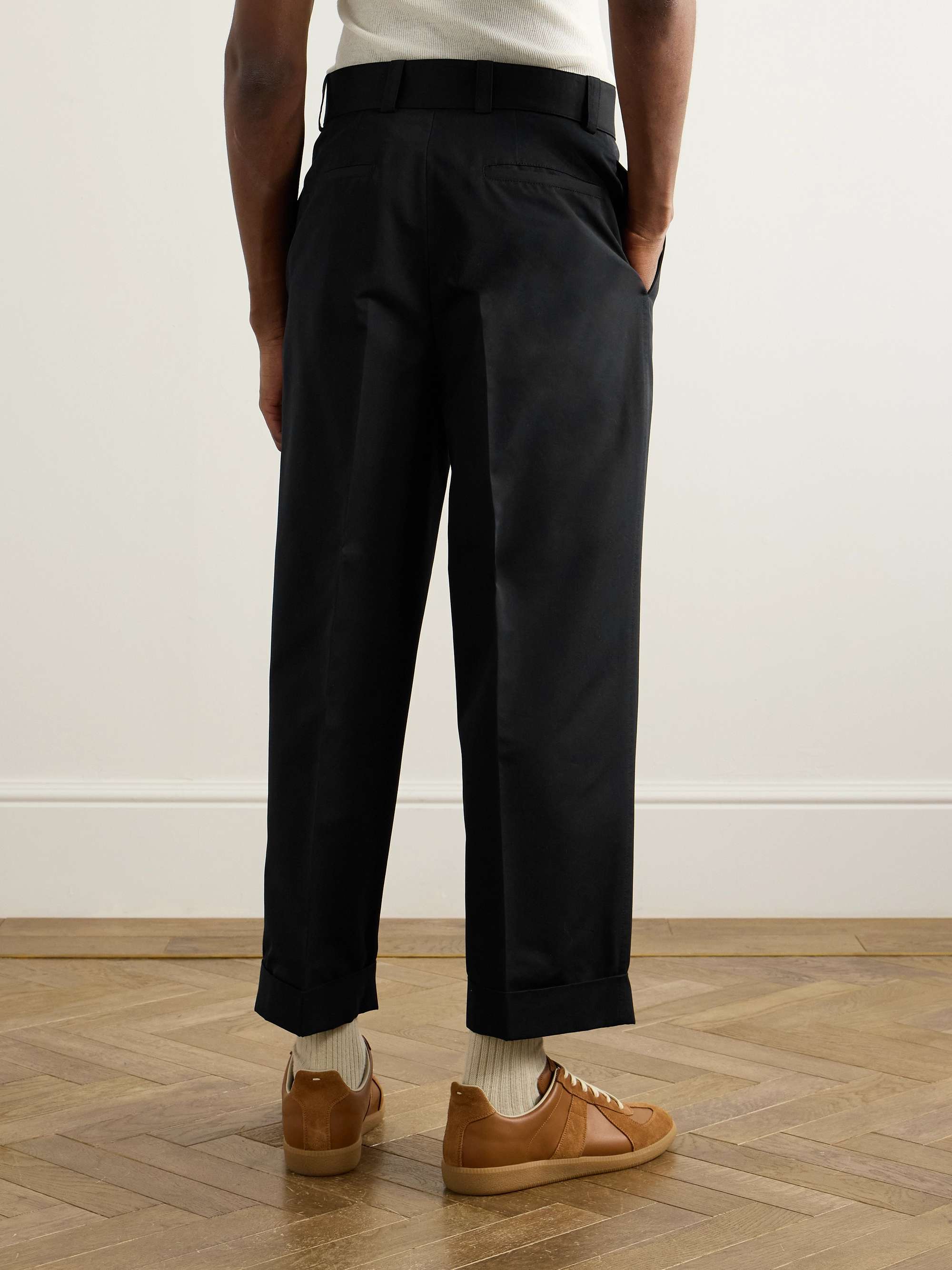 Cropped Straight-Leg Belted Cotton and Silk-Blend Poplin Trousers view