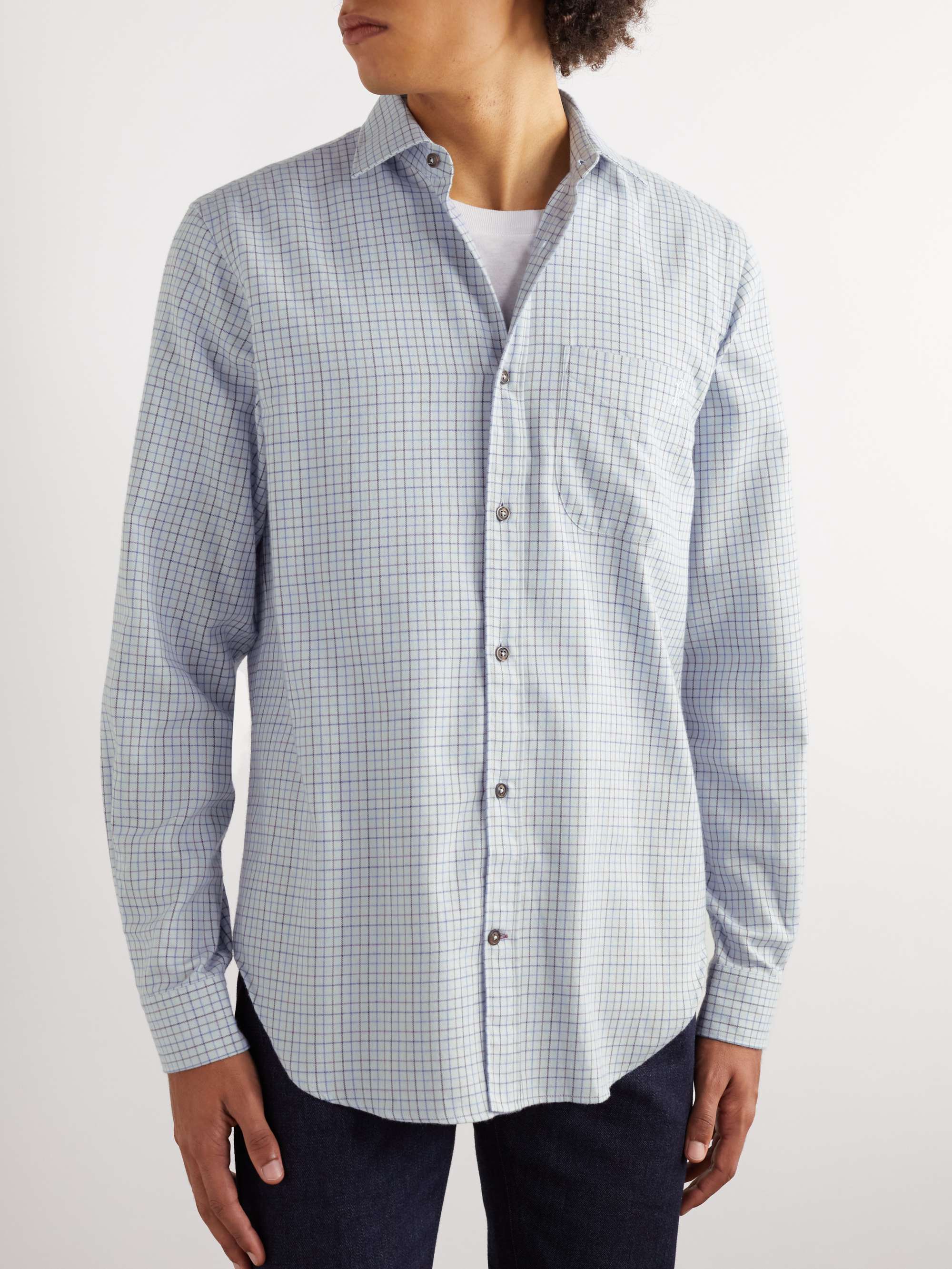 Checked Cotton and Cashmere-Blend Shirt view
