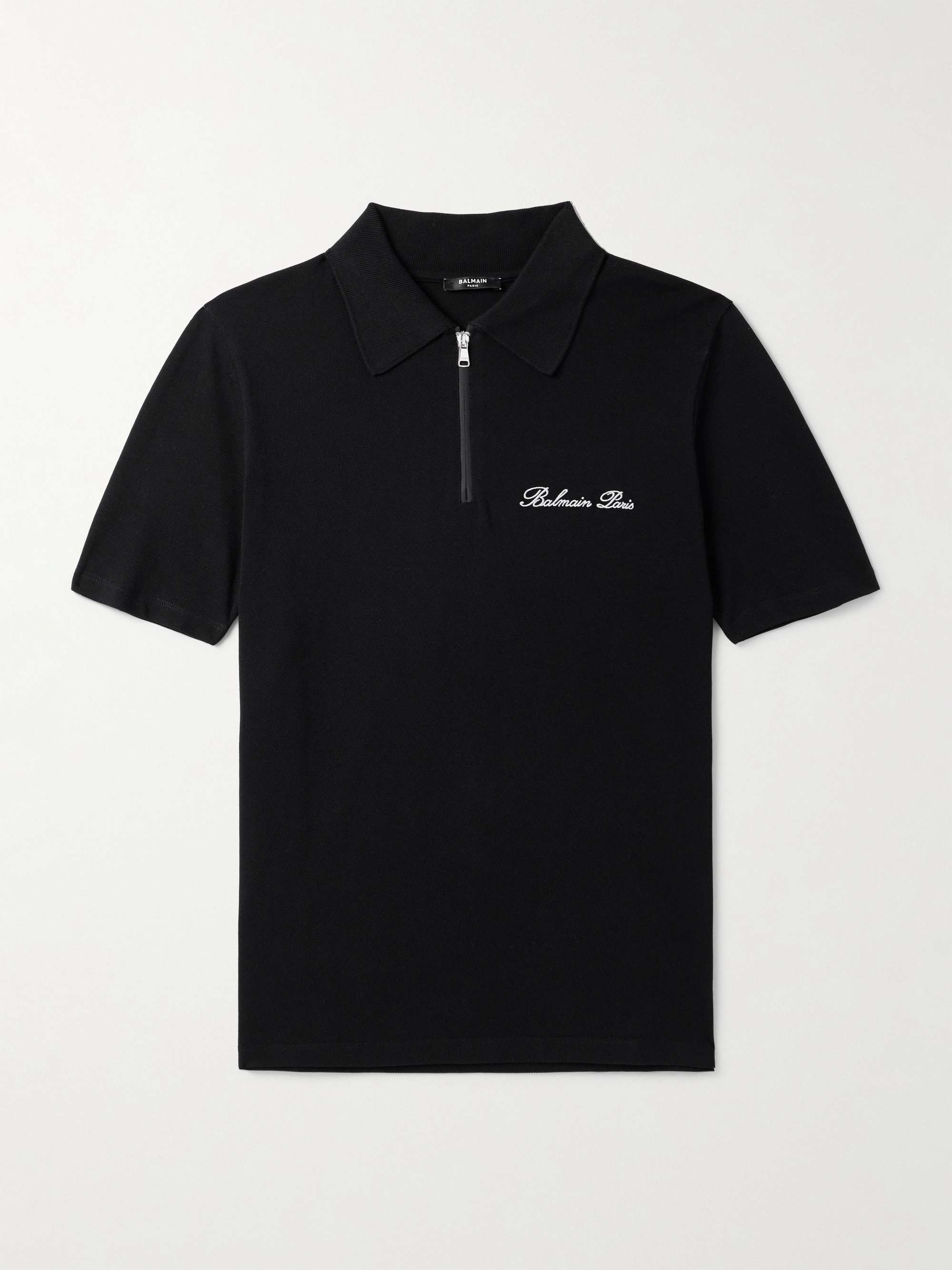 Logo-Embroidered Cotton-Piqué Half-Zip Polo Shirt hero visual
