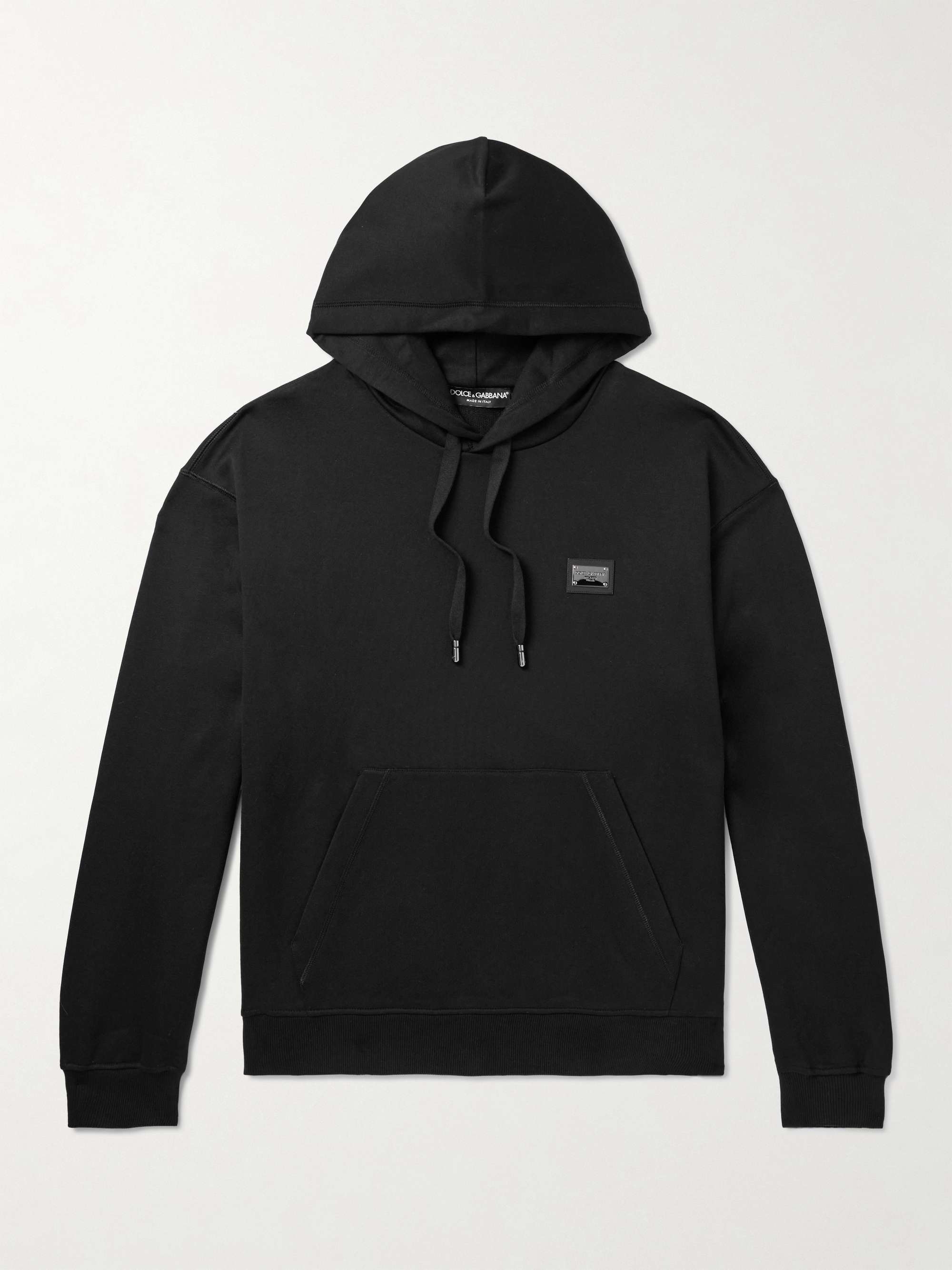 Leather-Trimmed Logo-Appliquéd Cotton-Jersey Hoodie hero visual