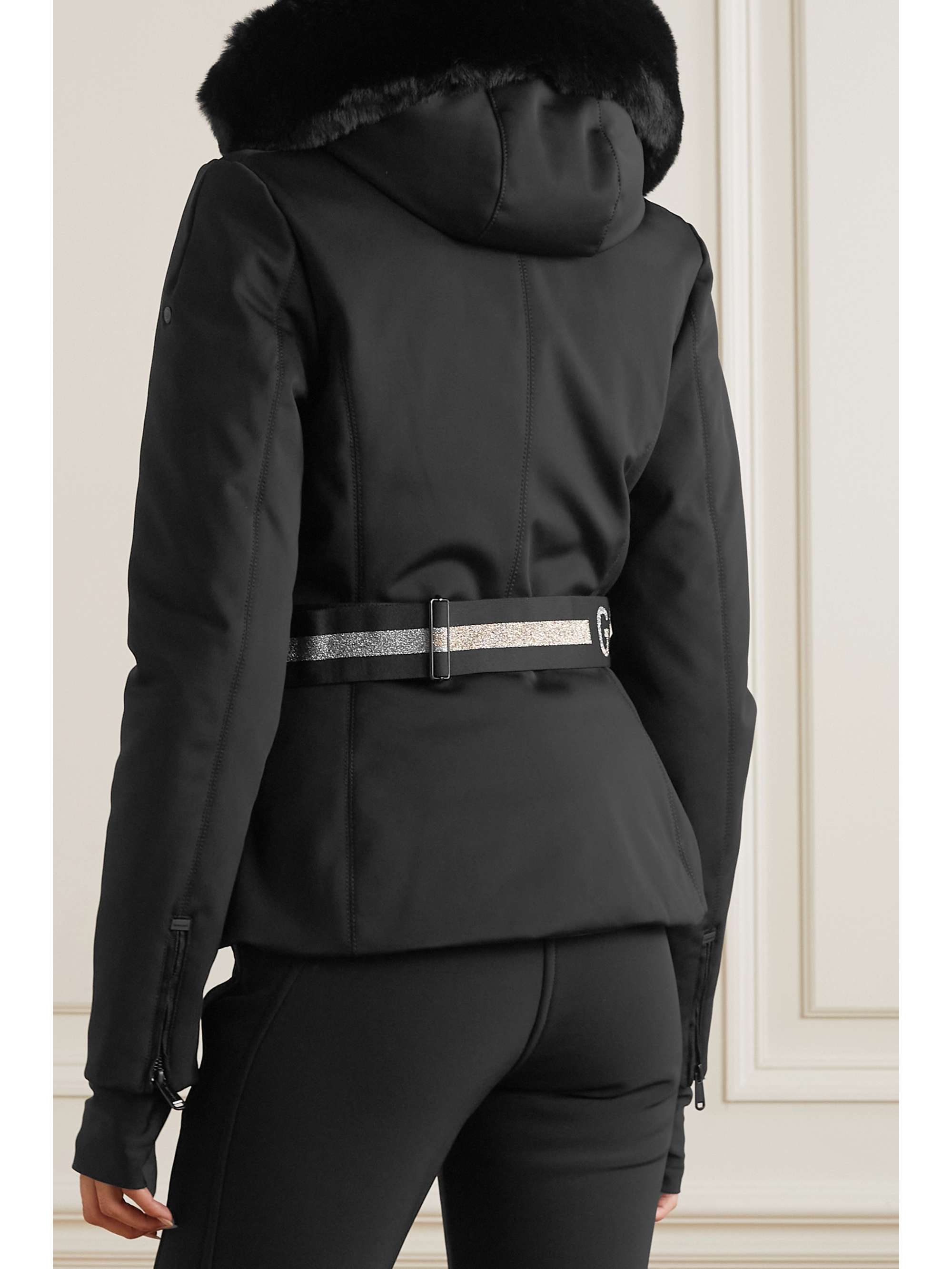 Hida hooded belted faux fur-trimmed down ski jacket view
