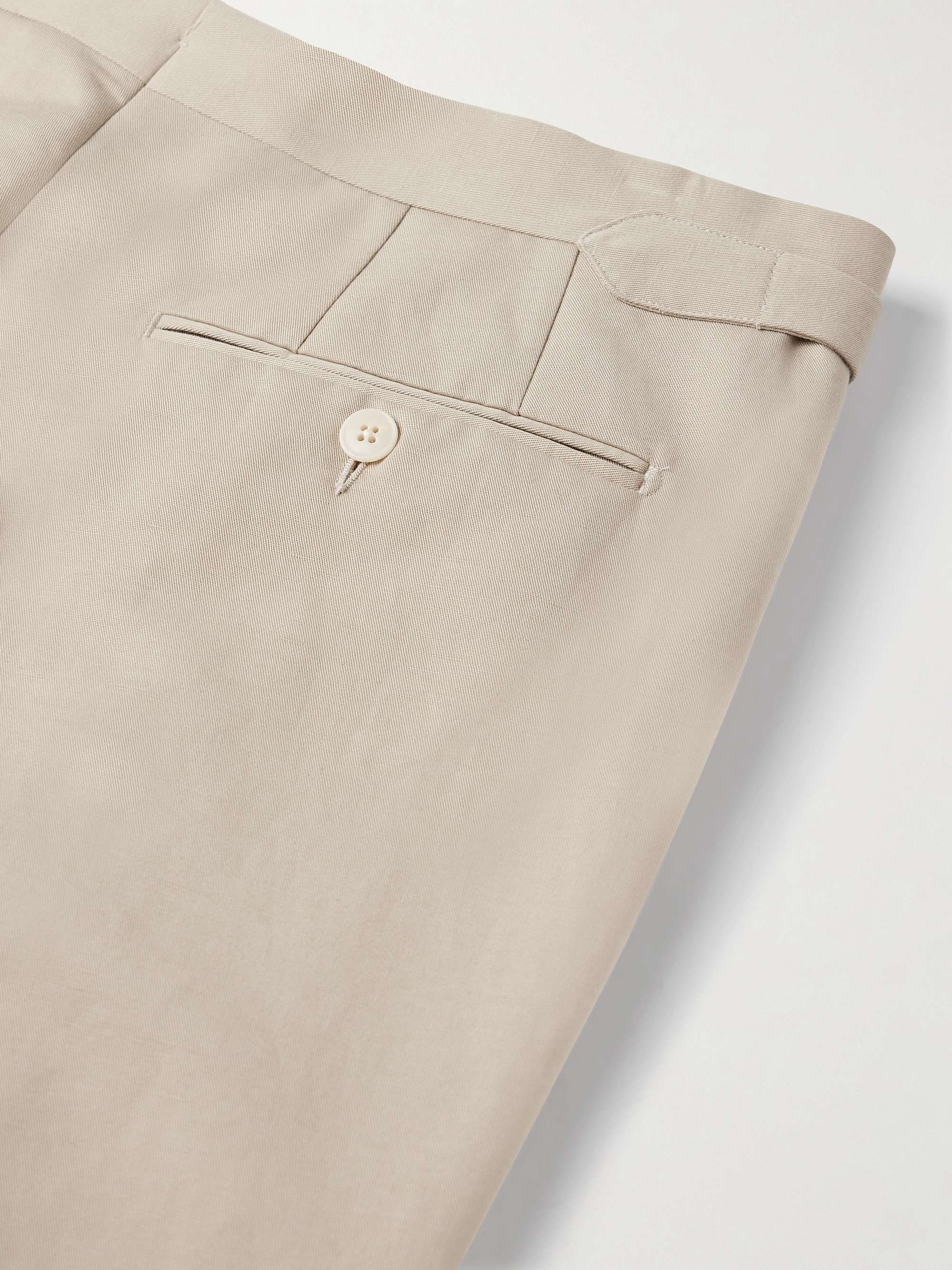 Slim-Fit Pleated Cotton and Linen-Blend Twill Suit Trousers view