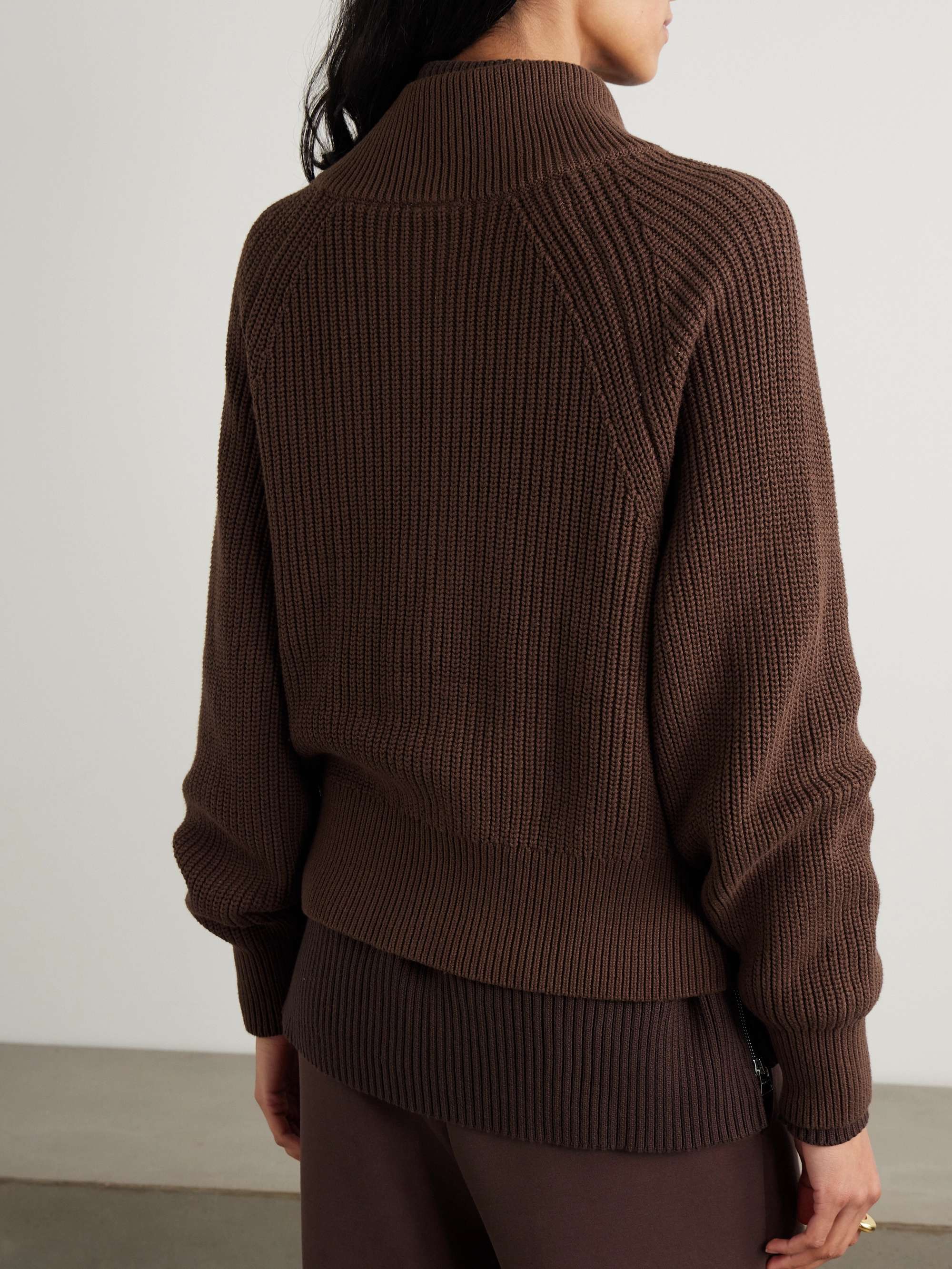Tessa DoubleSoft®-trimmed ribbed cotton-blend cardigan view