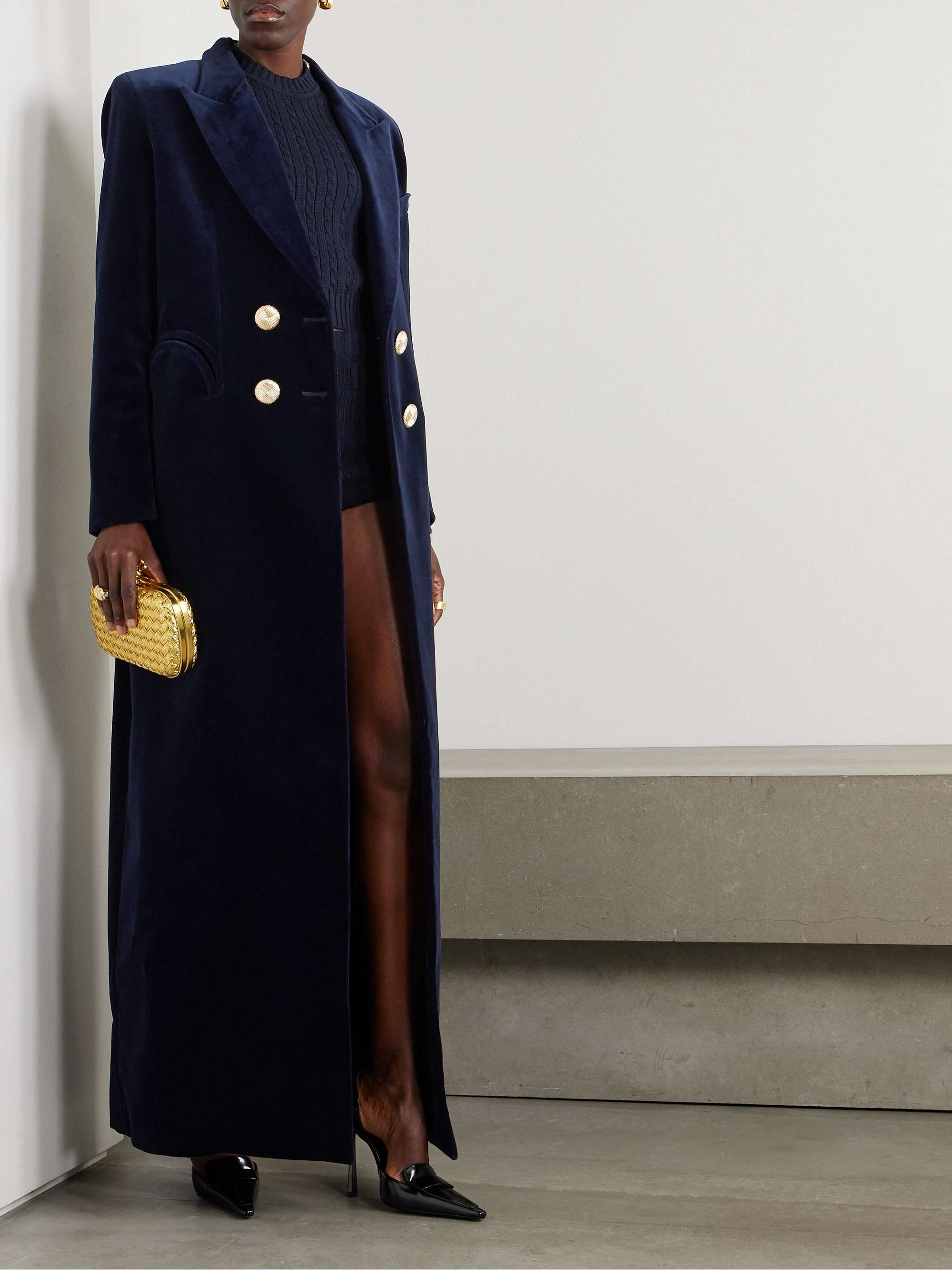 Heart double-breasted cotton-velvet coat view