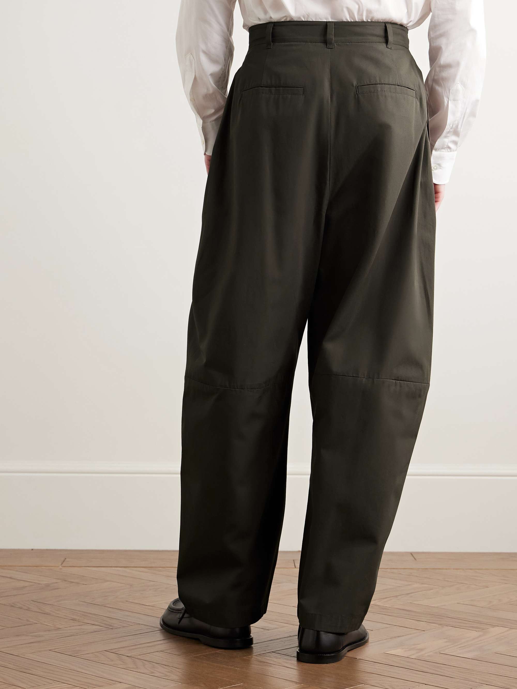 Barrel-Leg Cotton-Poplin Trousers view
