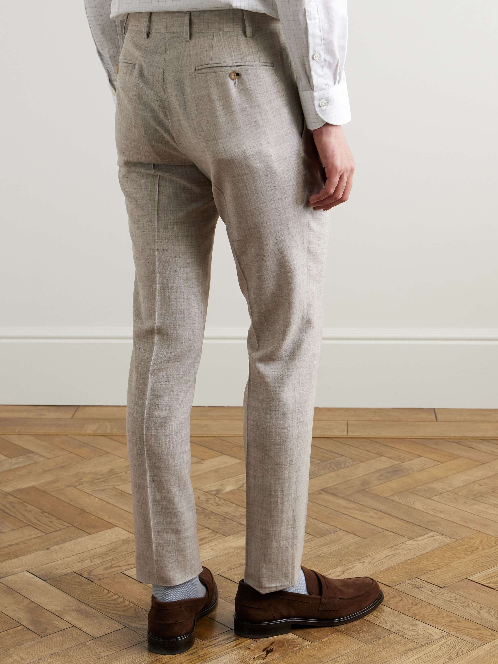 Wool, Silk and Linen-Blend Suit Trousers view