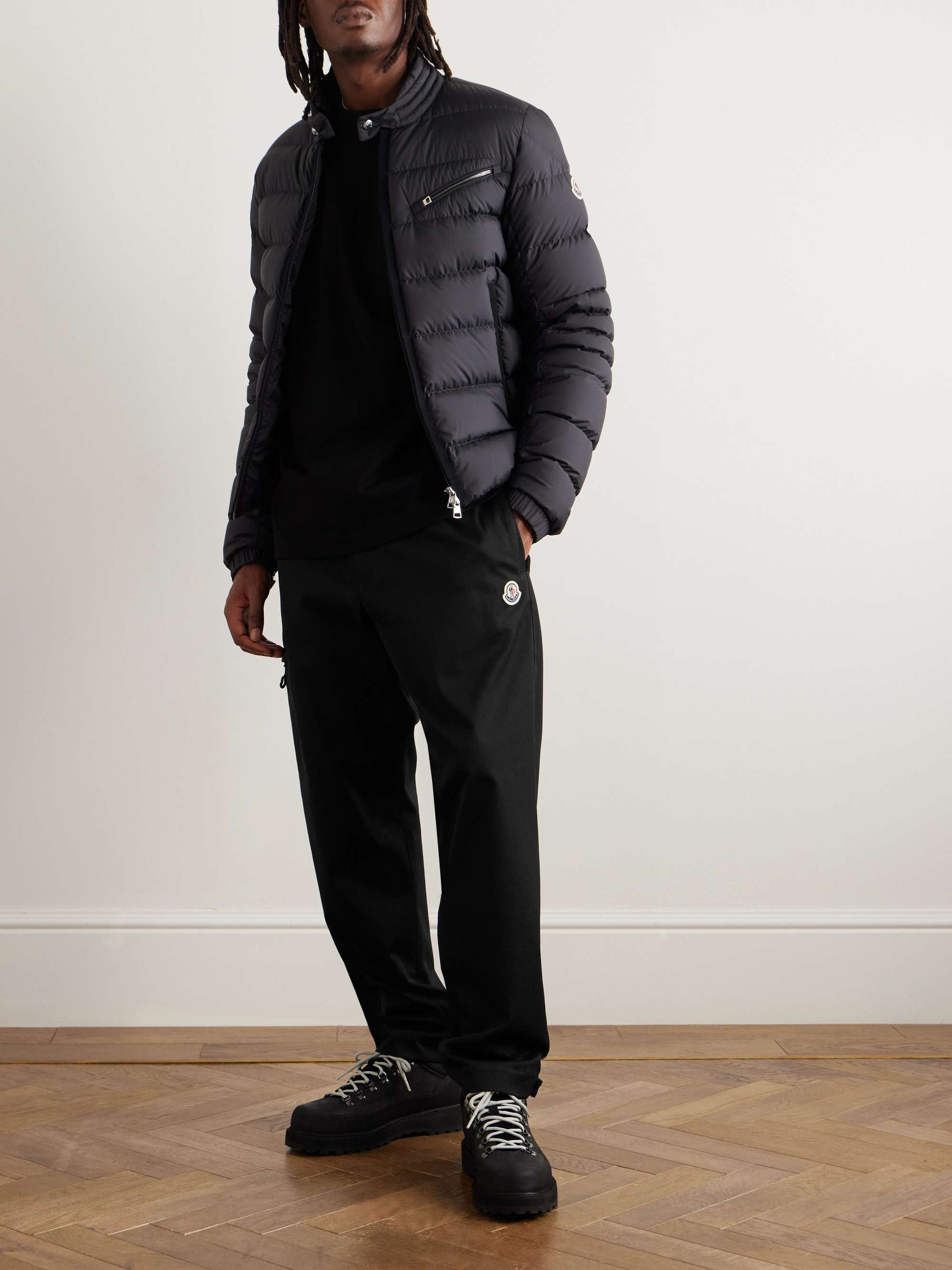 Straight-Leg Logo-Appliquèd Cotton-Blend Gabardine Trousers view
