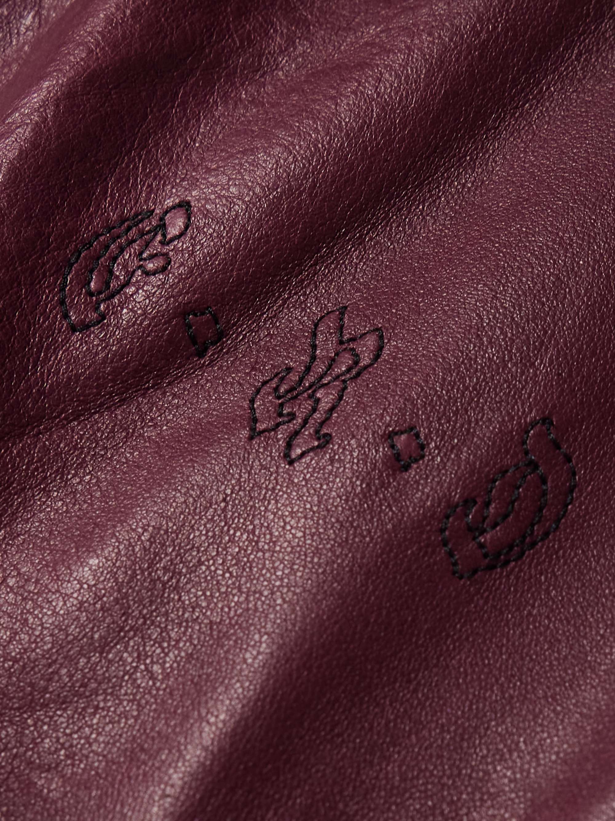 Logo-Embroidered Full-Grain Leather Jacket view
