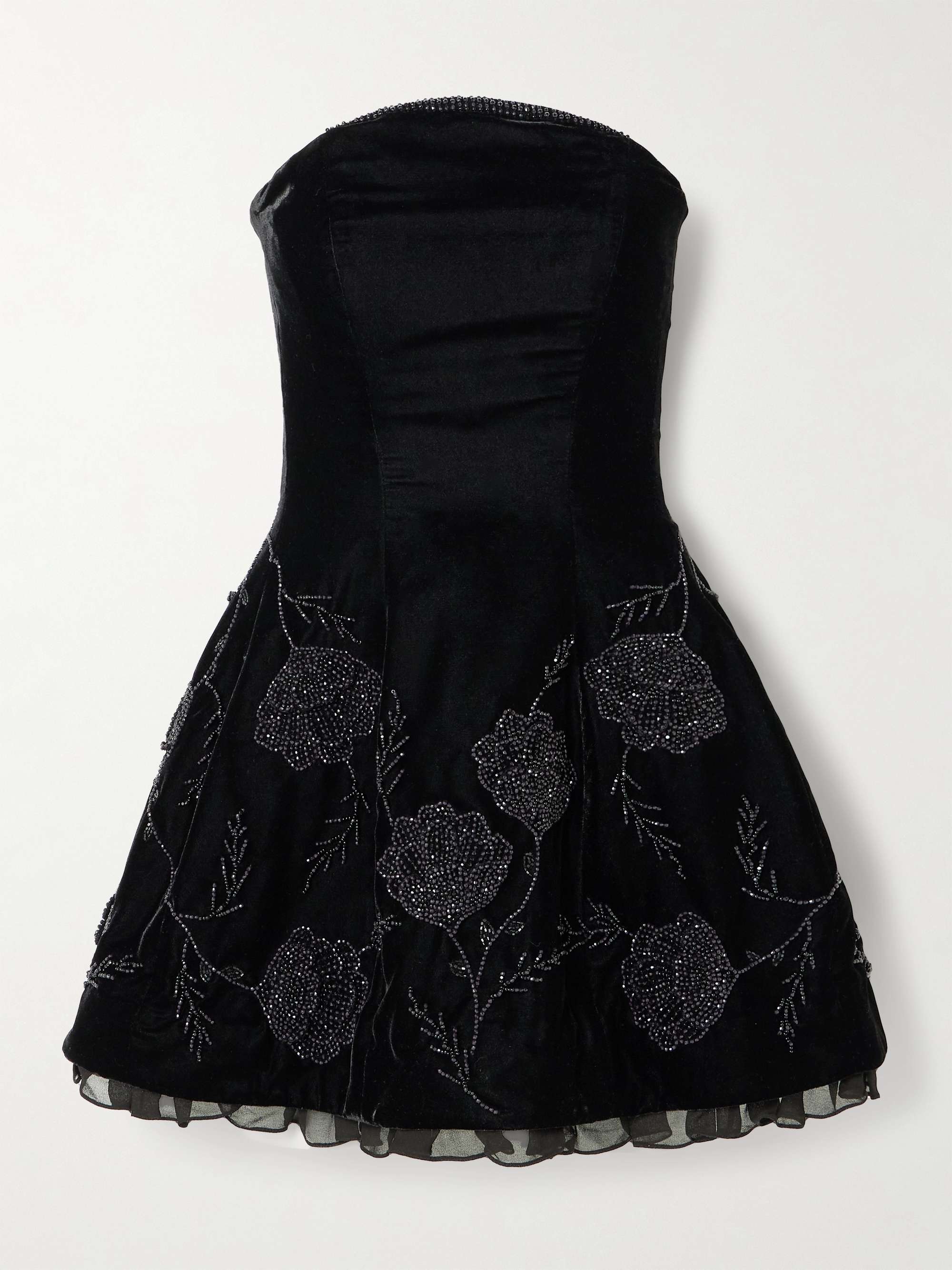 Night Shade strapless chiffon-trimmed embellished velvet mini dress hero visual