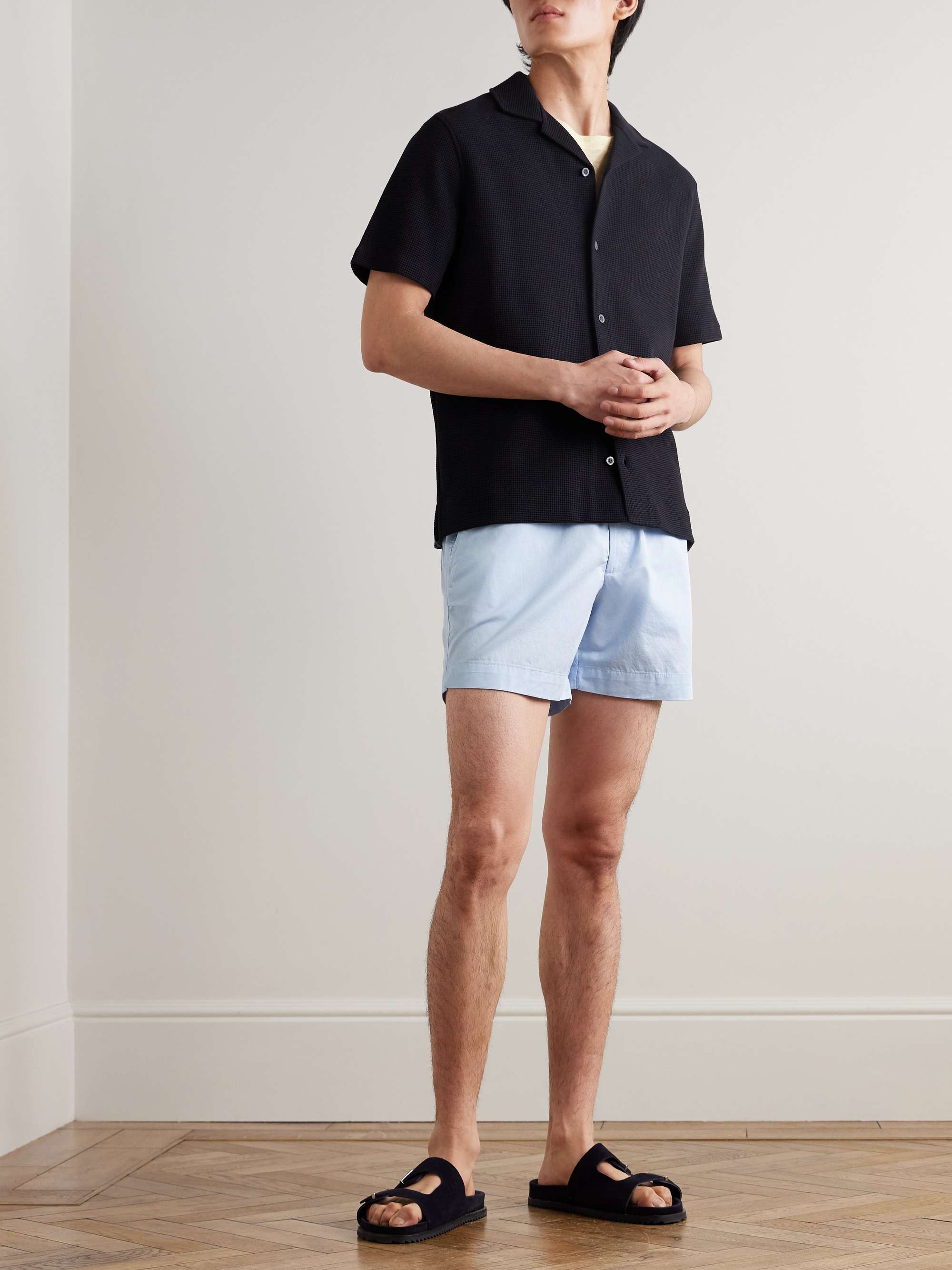 Straight-Leg Organic Cotton-Poplin Drawstring Shorts view