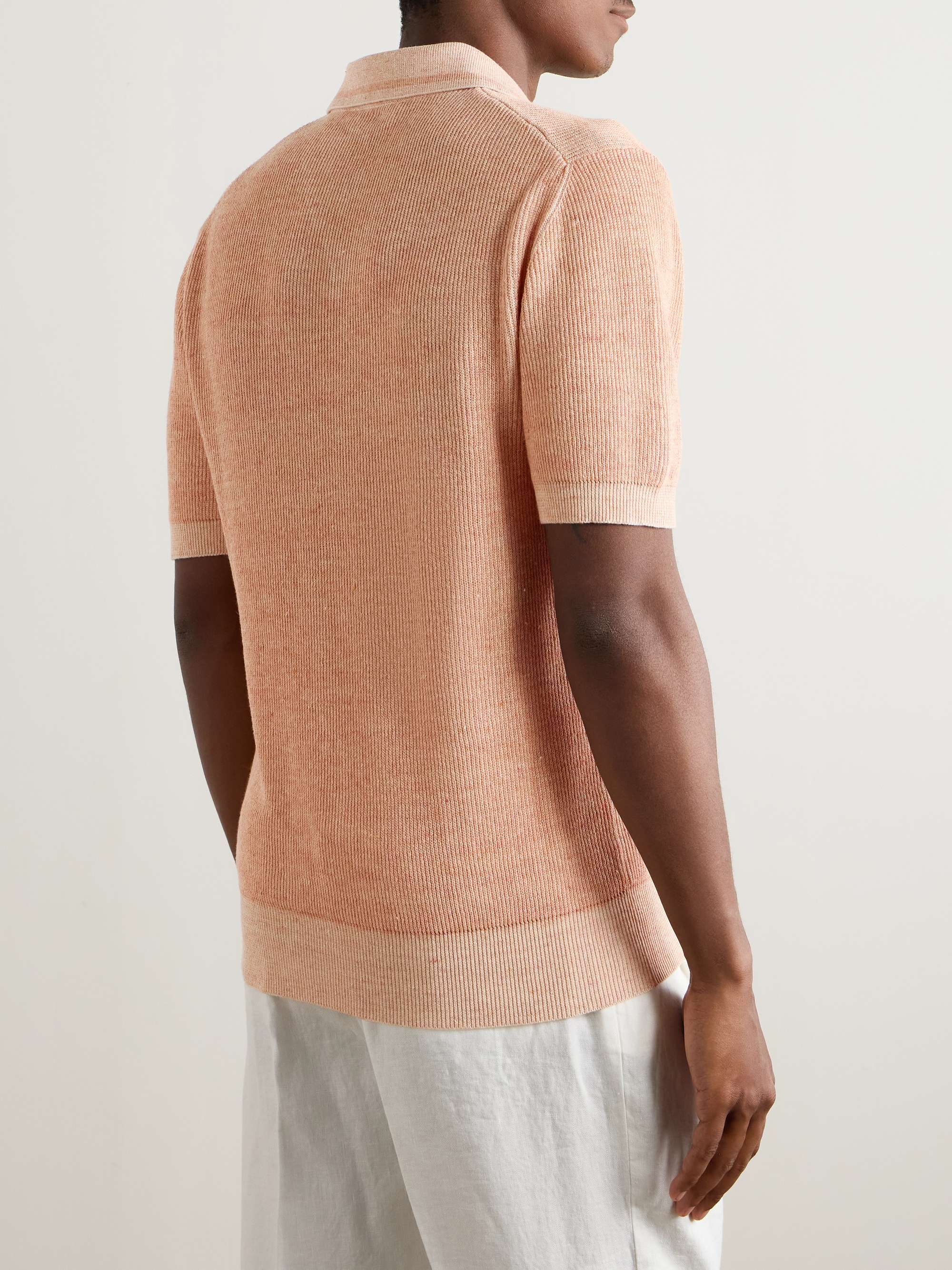 Slim-Fit Ribbed Linen and Cotton-Blend Polo Shirt view
