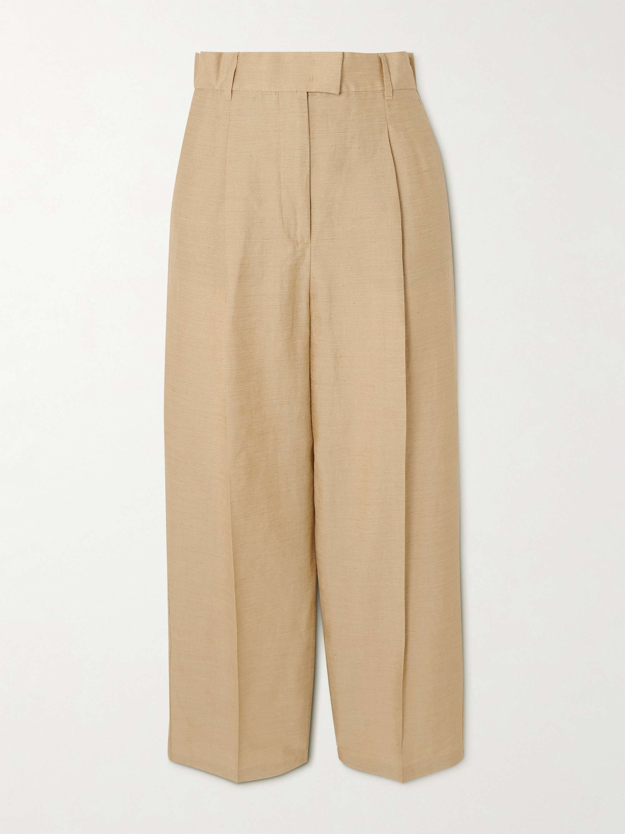 Efedra leather-trimmed woven wide-leg pants hero visual