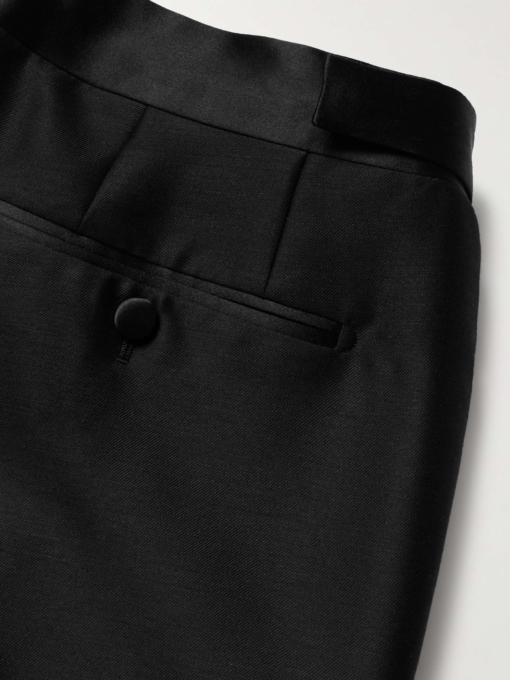 Straight-Leg Satin-Trimmed Wool, Mohair and Silk-Blend Tuxedo Trousers view