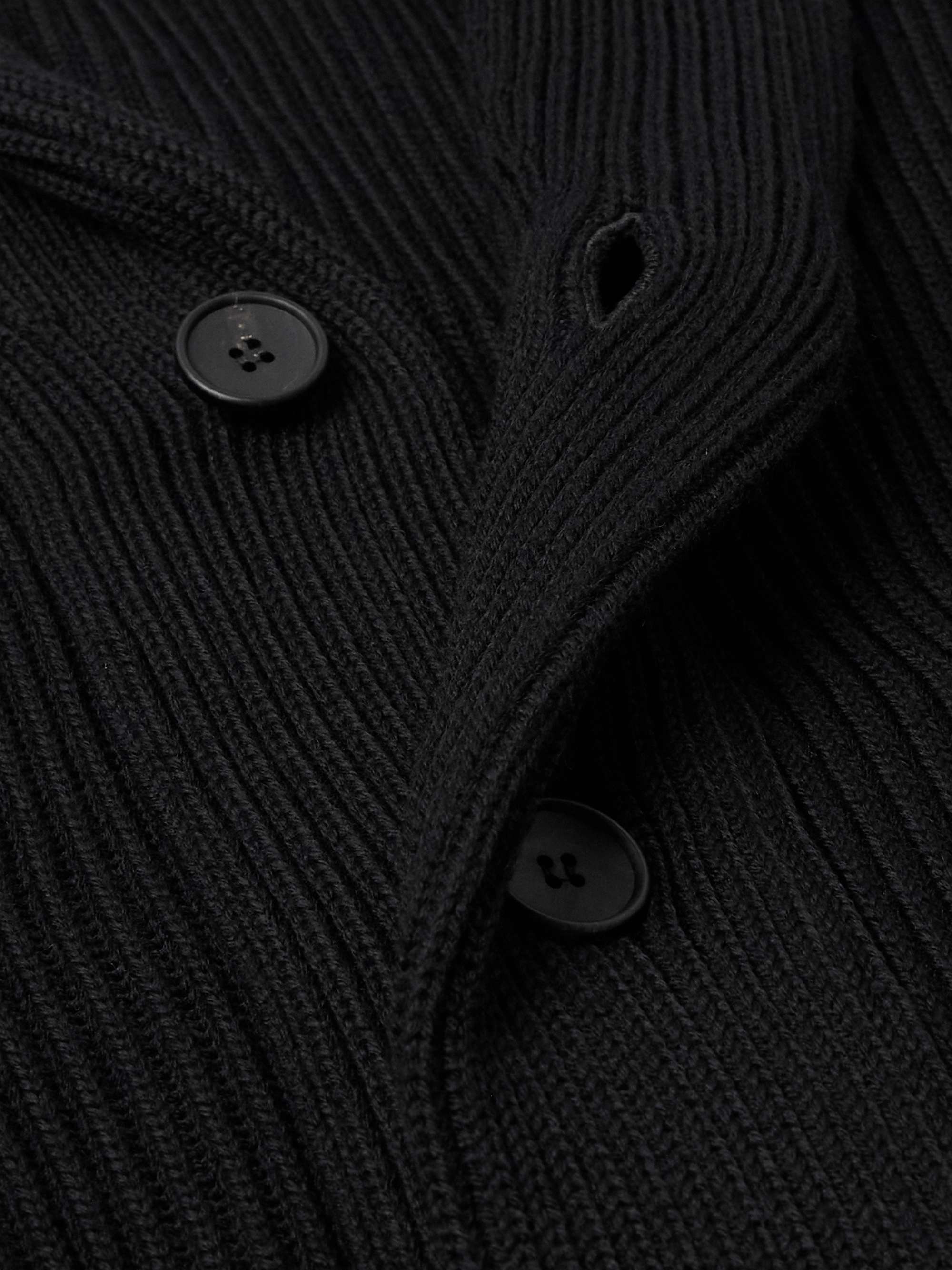 Shawl-Collar Ribbed Merino Wool Cardigan view